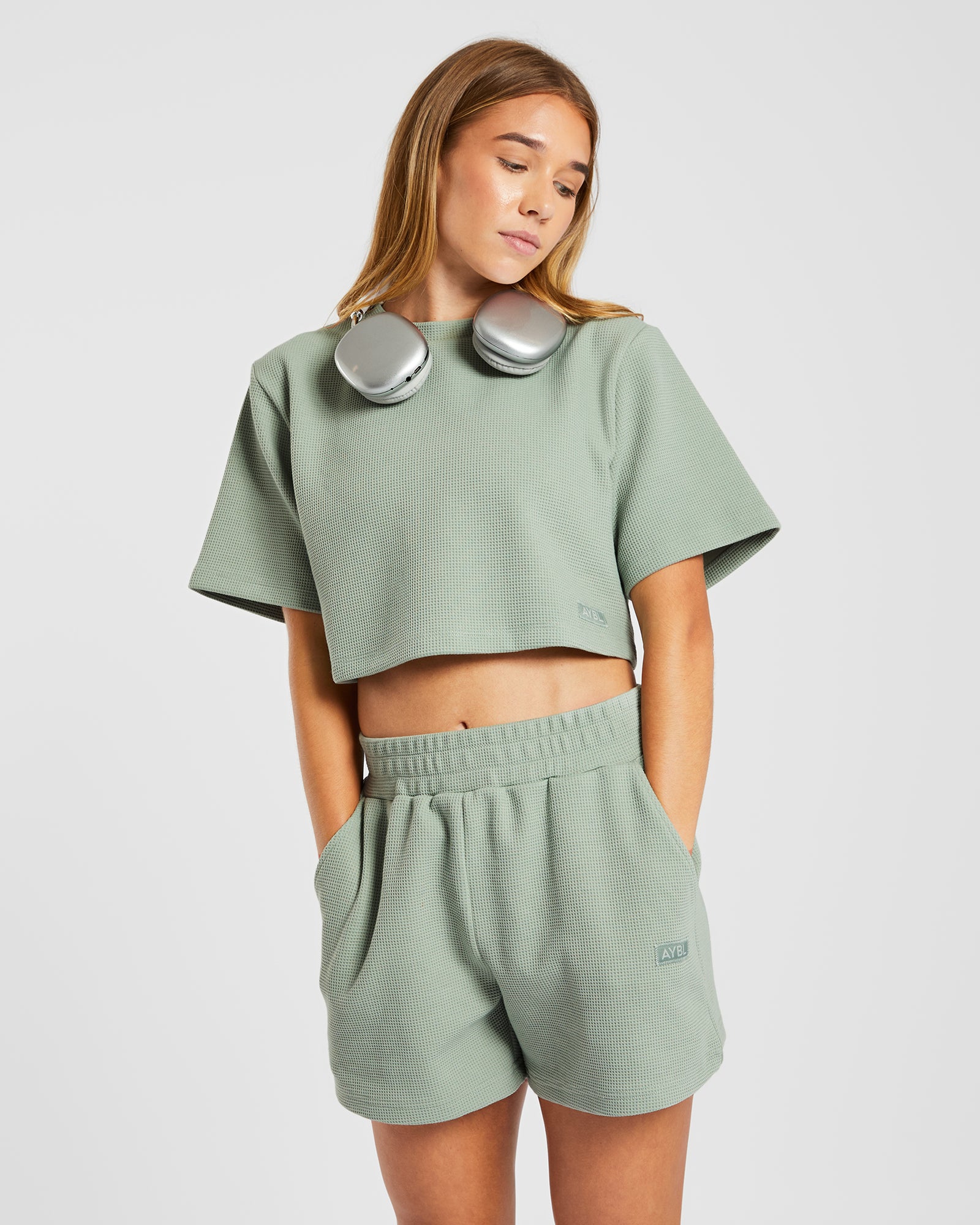Waffle Shorts - Sage Green