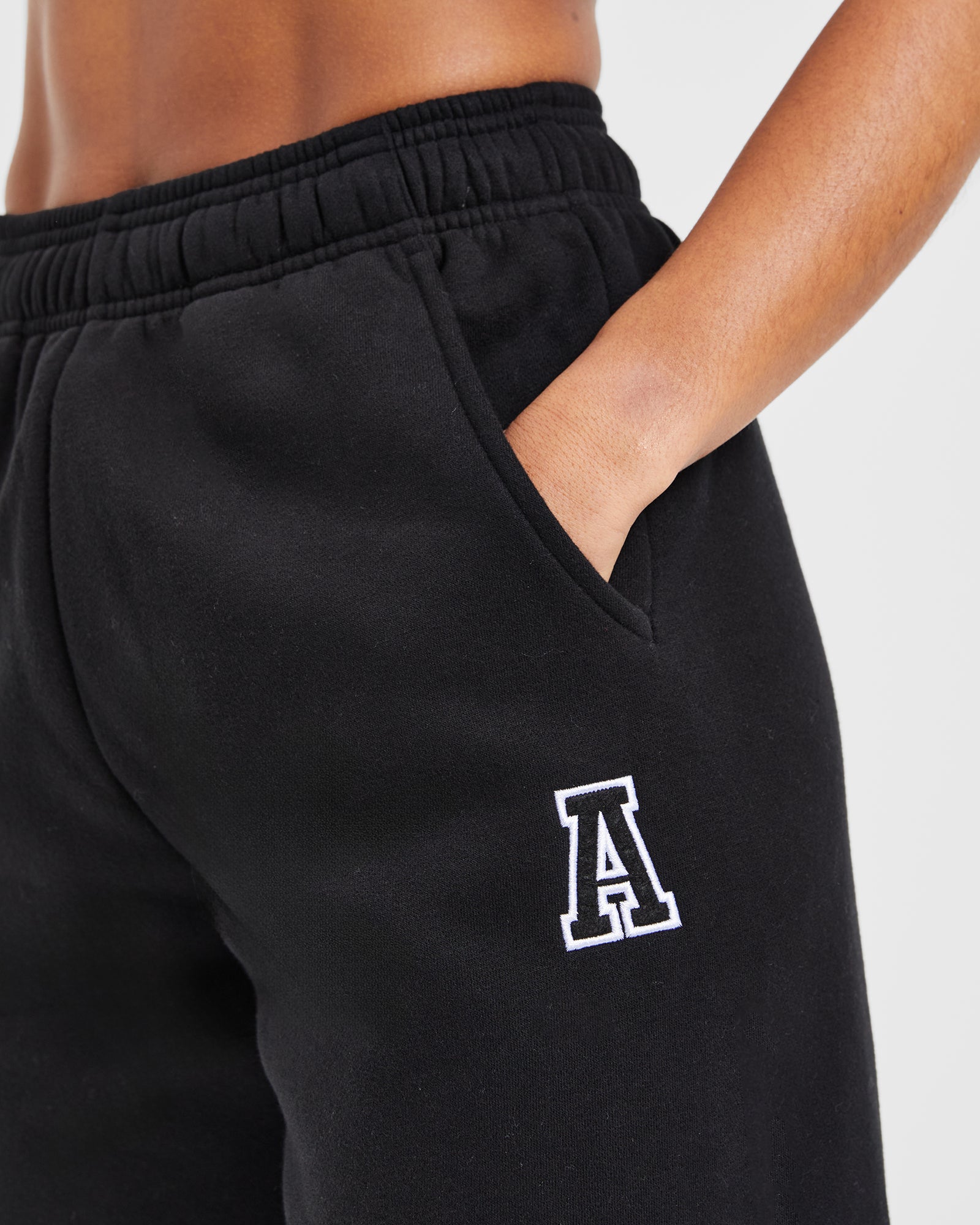 Varsity Embroidered Oversized Joggers - Black