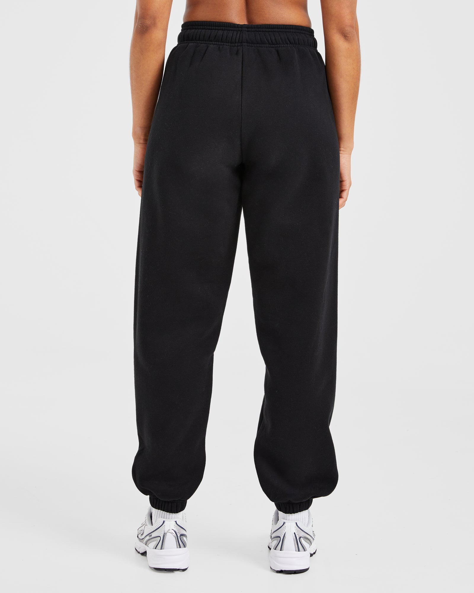 Varsity Embroidered Oversized Joggers - Black