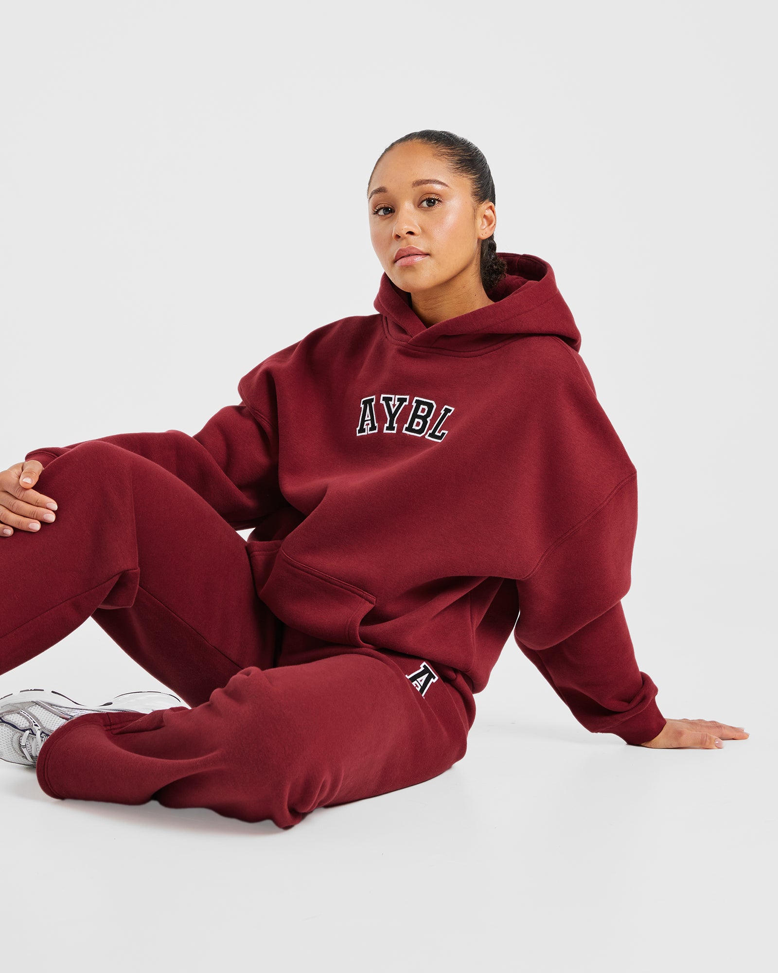 Varsity Embroidered Oversized Hoodie - Burgundy
