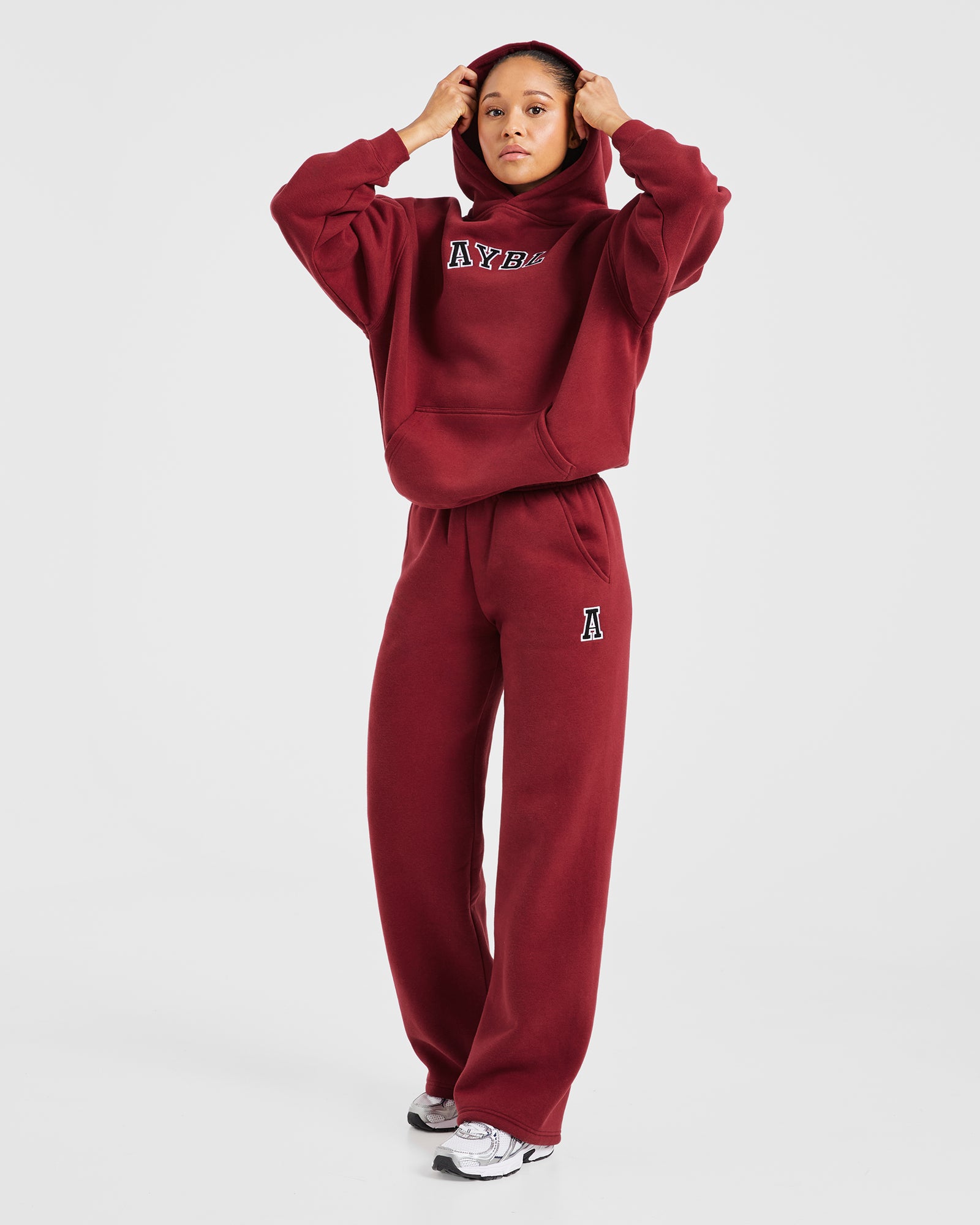 Varsity Embroidered Oversized Hoodie - Burgundy