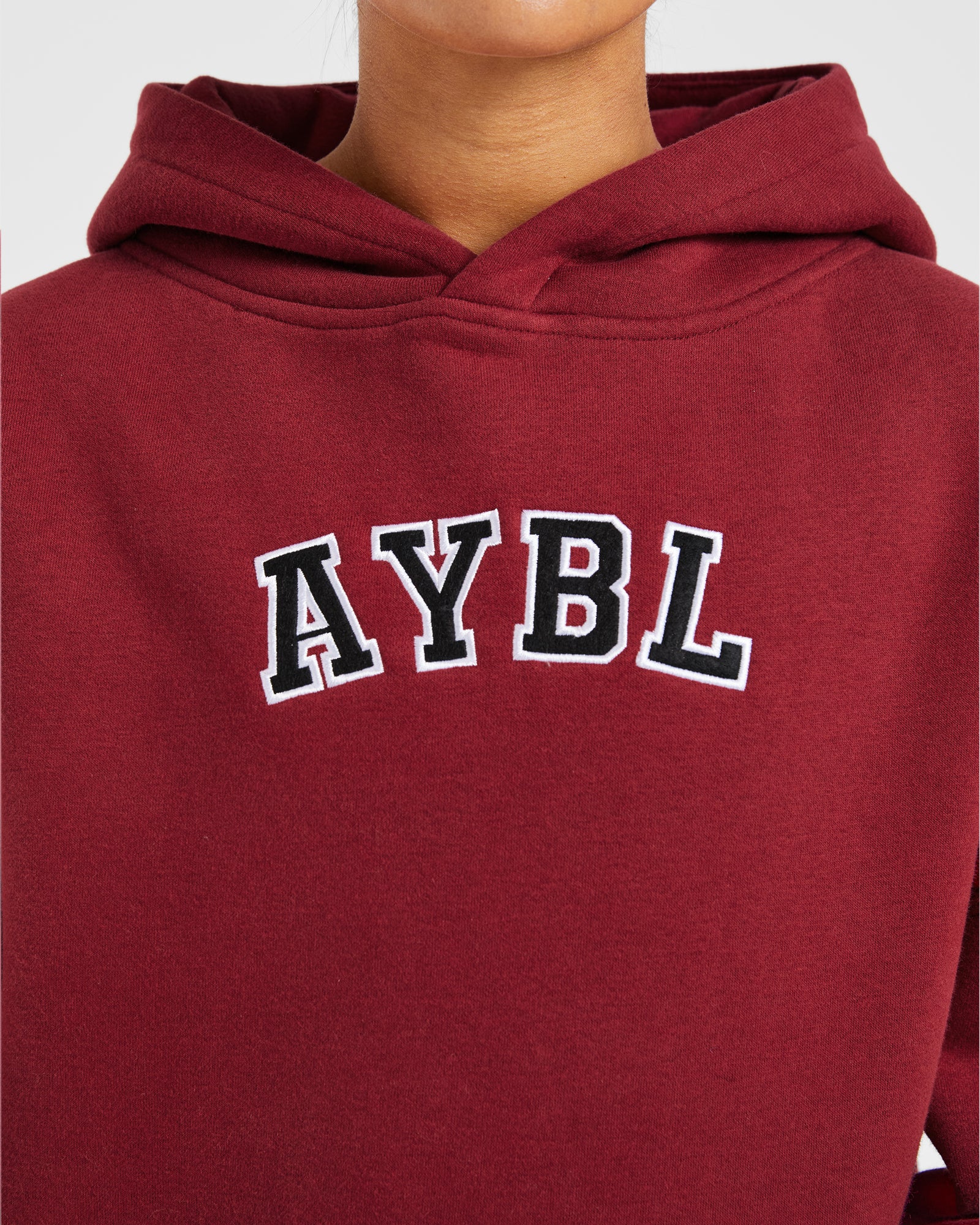 Varsity Embroidered Oversized Hoodie - Burgundy