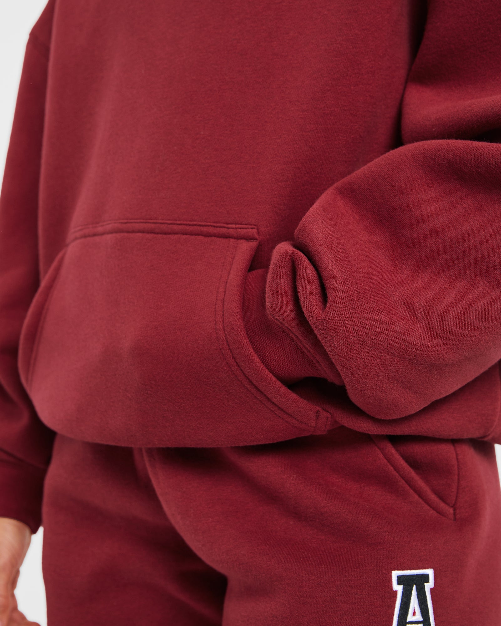 Varsity Embroidered Oversized Hoodie - Burgundy