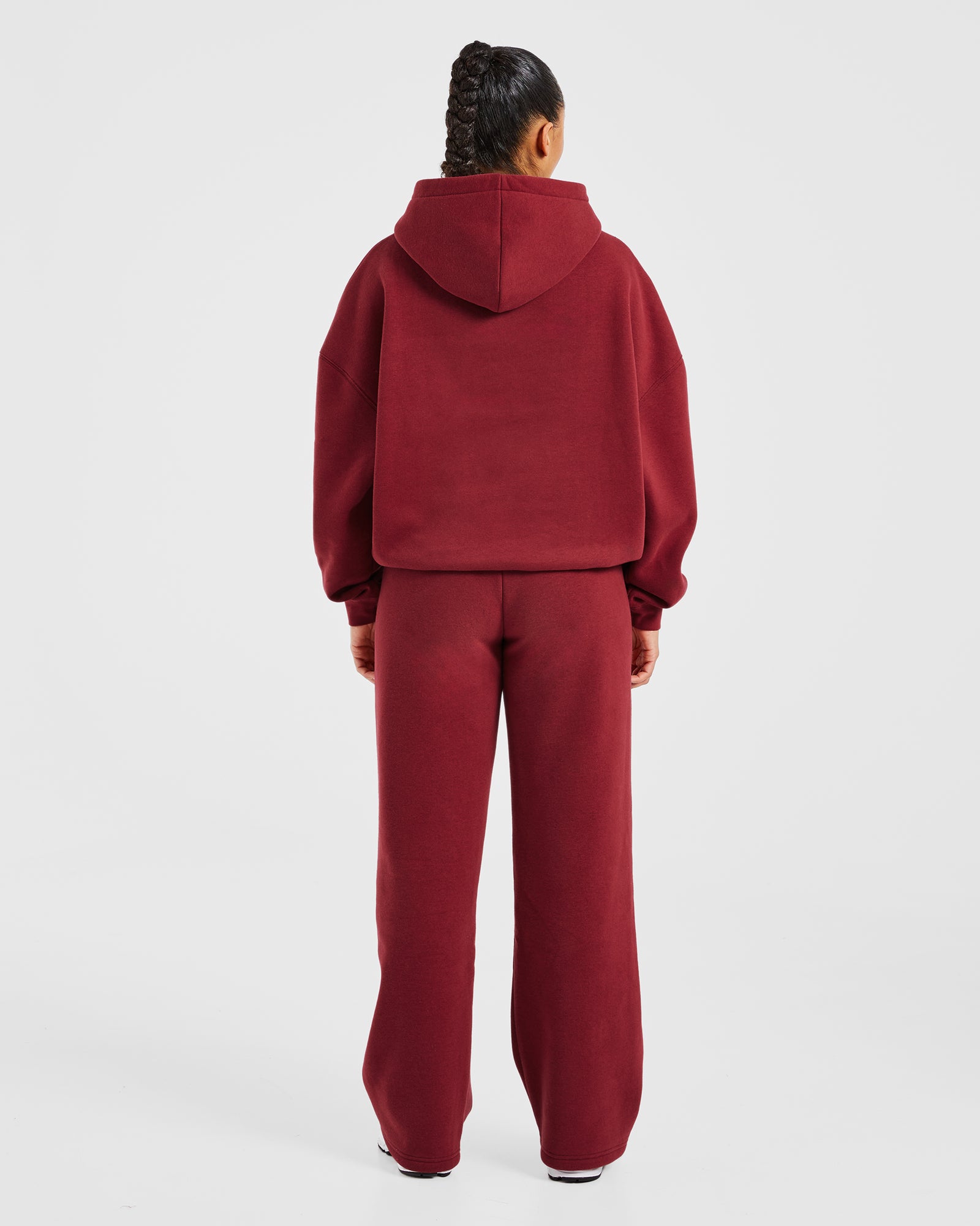 Varsity Embroidered Oversized Straight Leg Joggers - Burgundy
