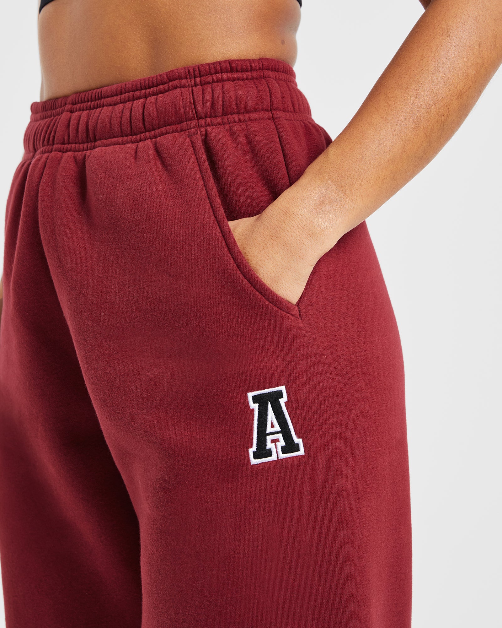 Varsity Embroidered Oversized Joggers - Burgundy