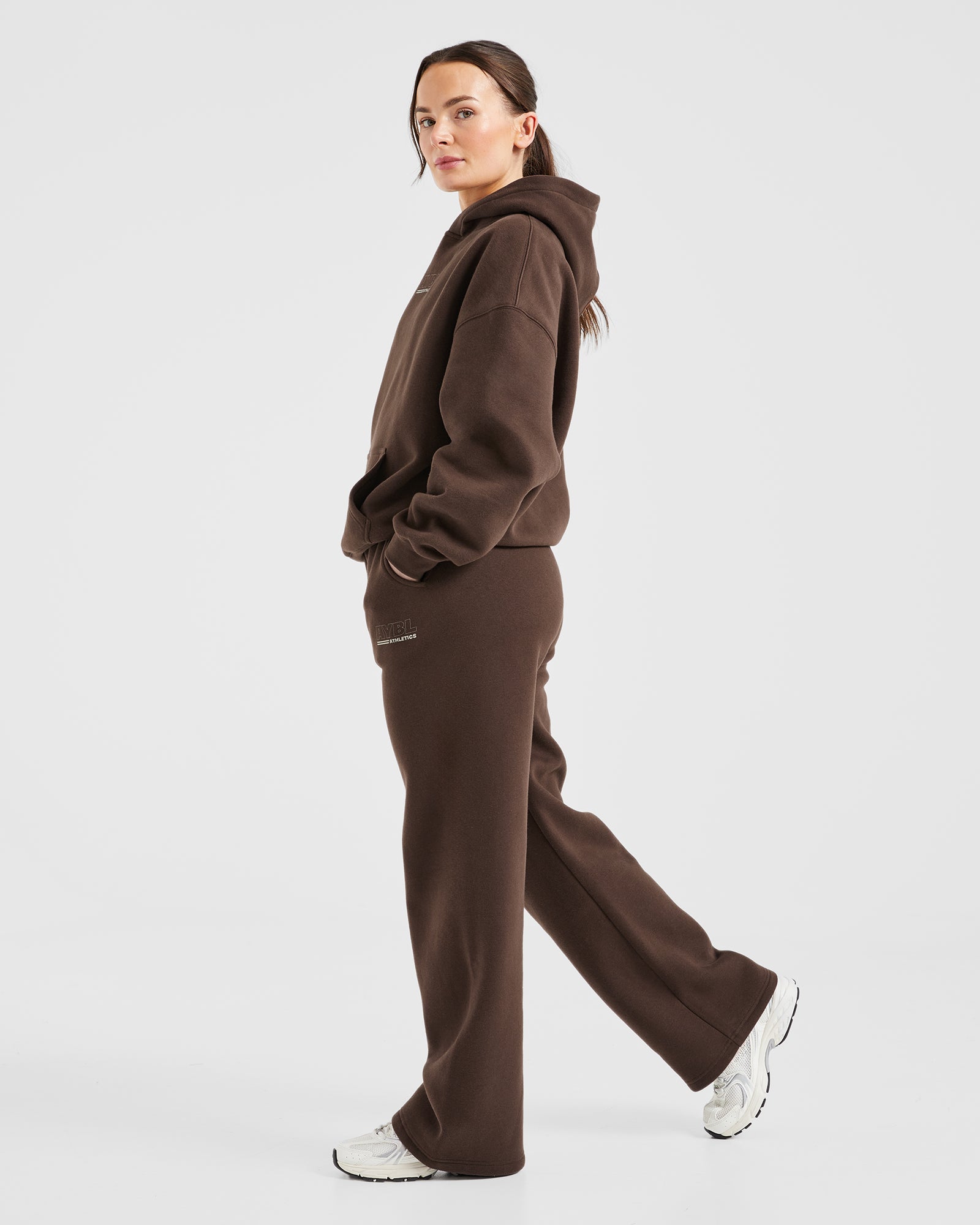 Athletics Track Oversized Straight Leg Joggers - Brown/Sand