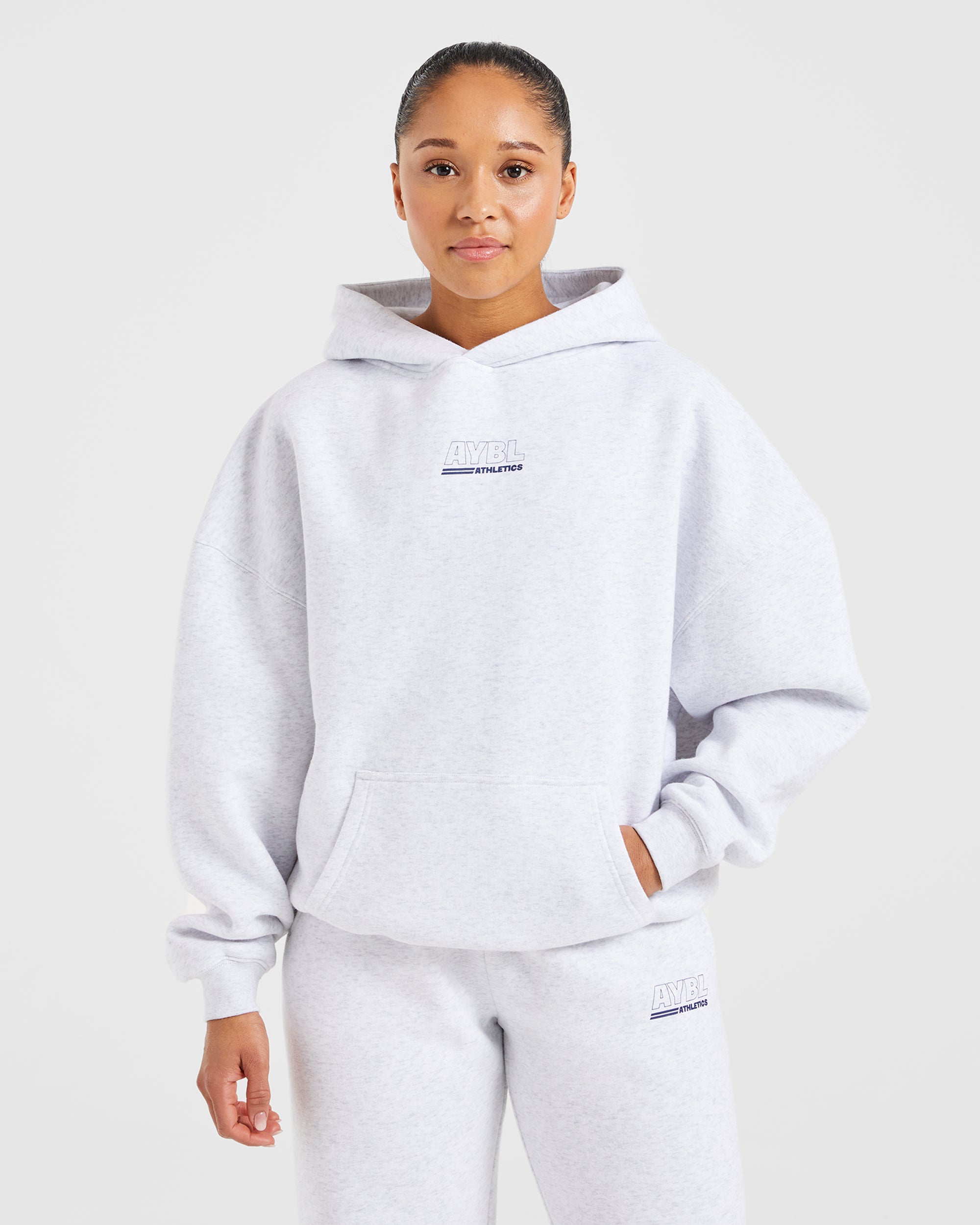 JD Athletics Track Oversized Hoodie - Heather Grey/Navy (Copy)