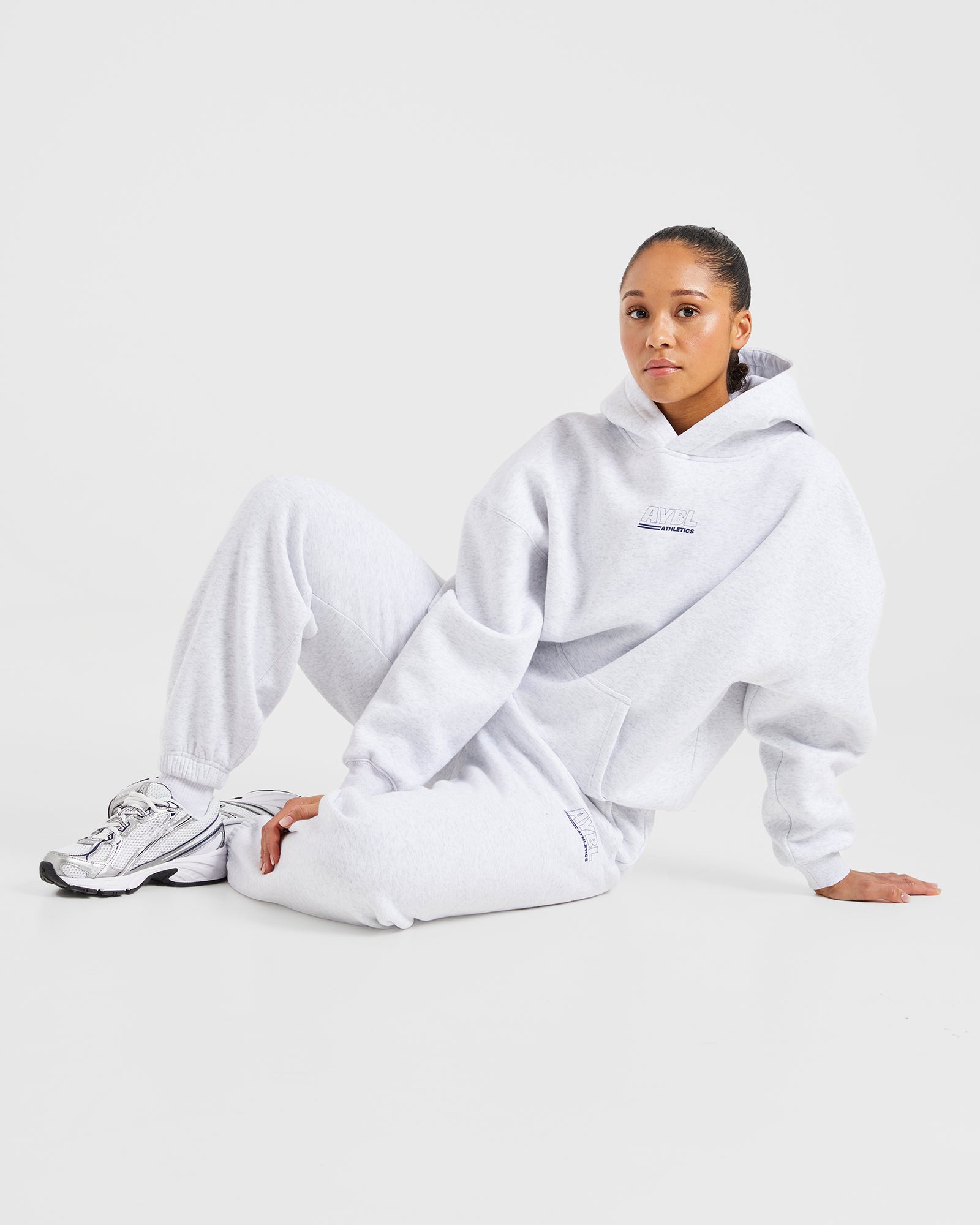 JD Athletics Track Oversized Hoodie - Heather Grey/Navy (Copy)