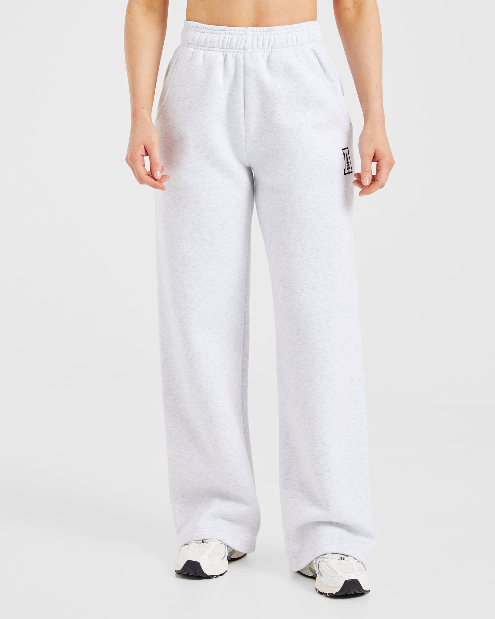 Varsity Embroidered Oversized Straight Leg Joggers - Heather Grey