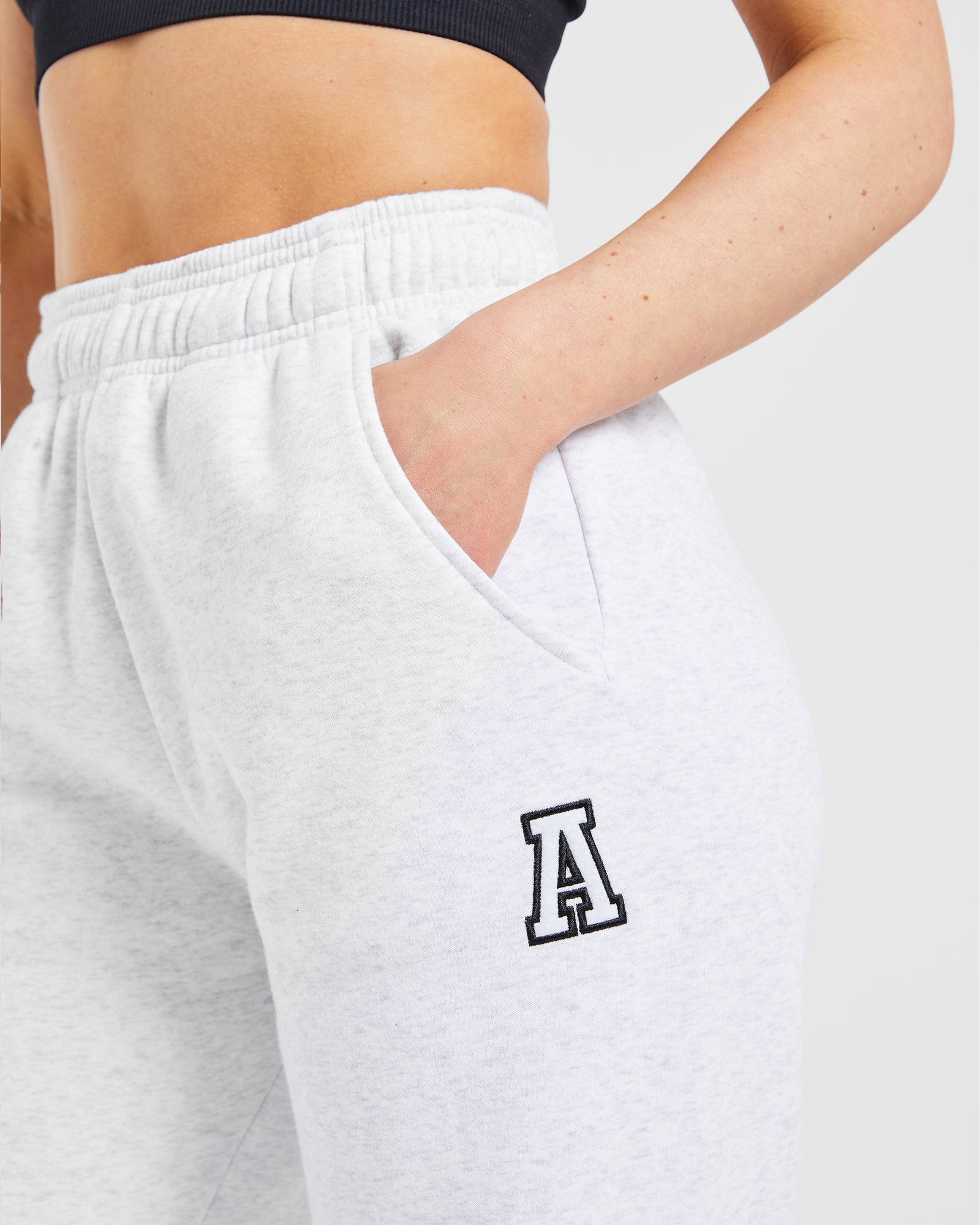 Varsity Embroidered Oversized Straight Leg Joggers - Heather Grey