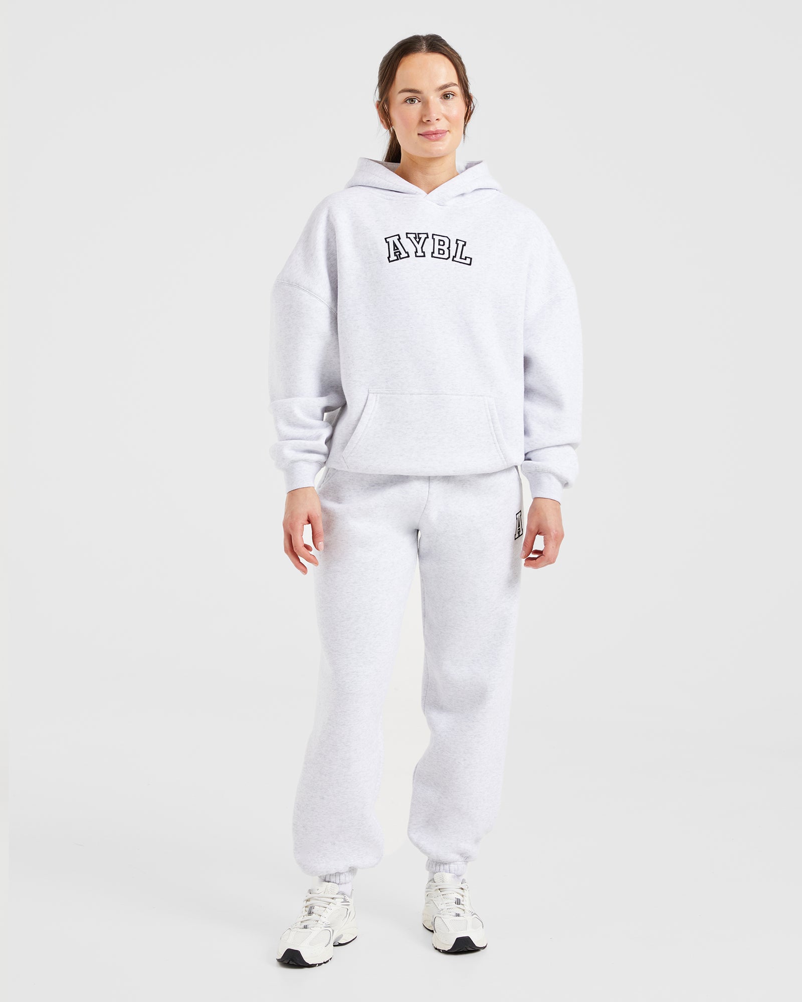 Varsity Embroidered Oversized Joggers - Heather Grey