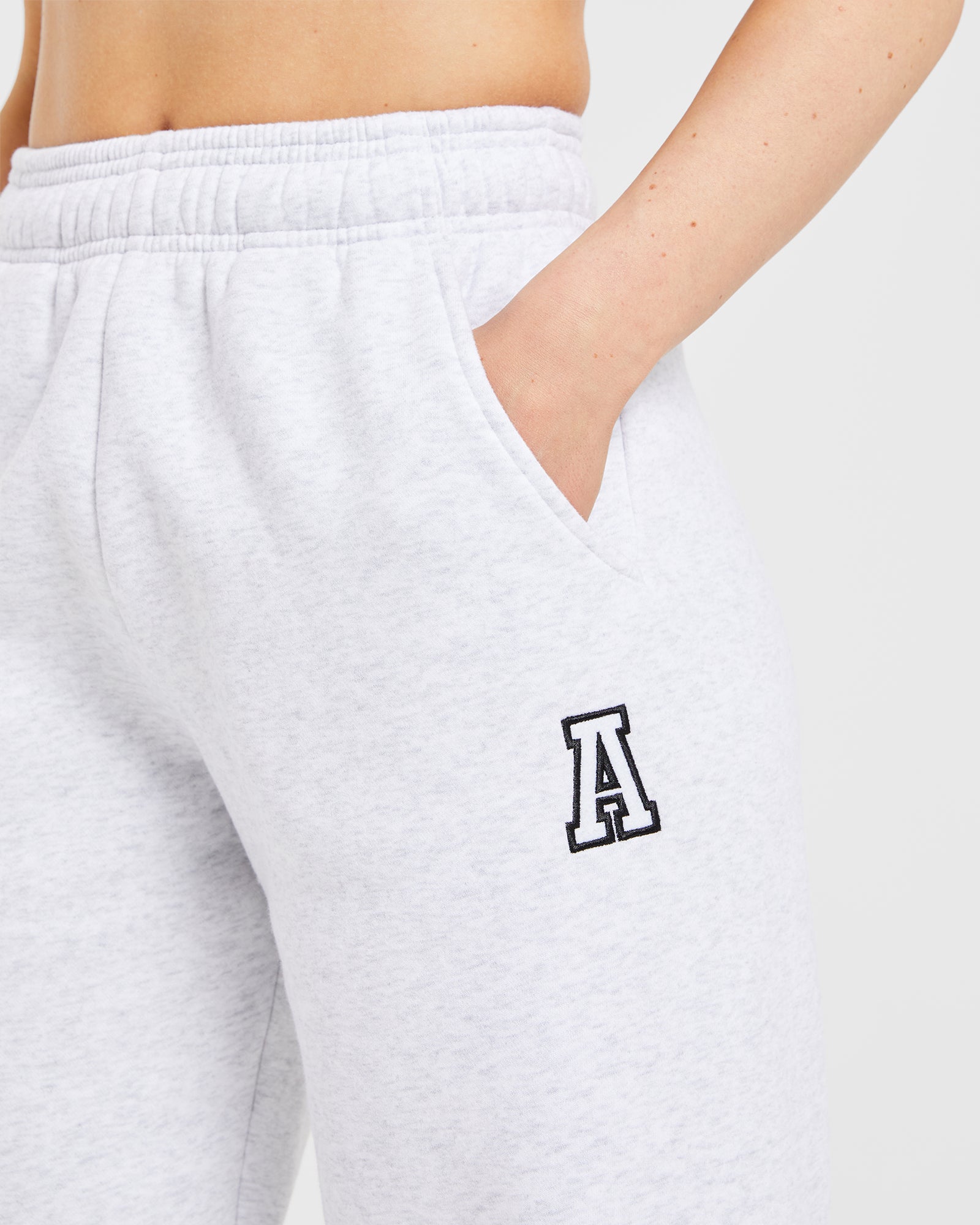Varsity Embroidered Oversized Joggers - Heather Grey