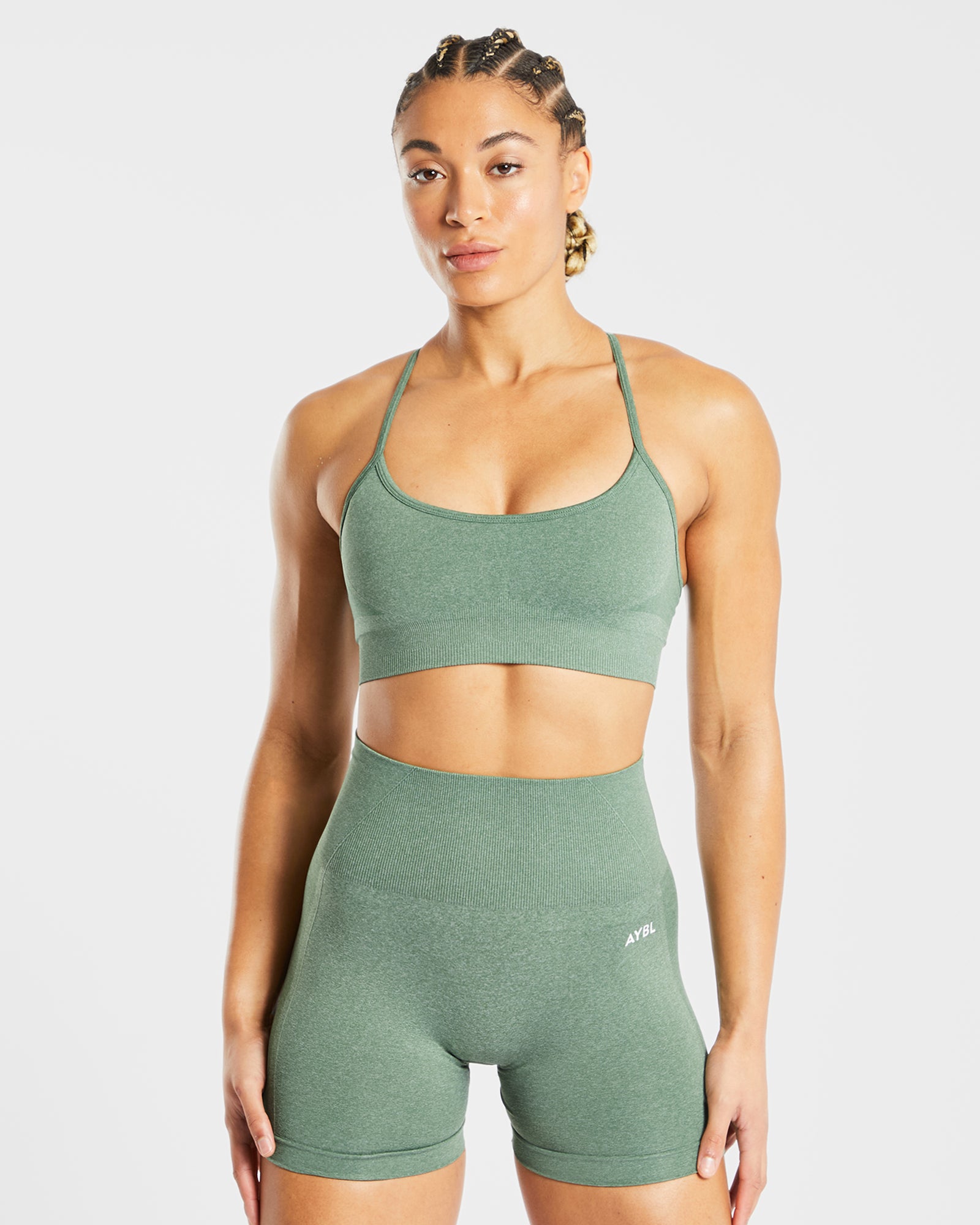 Empower Seamless Sports Bra - Olive Marl - aybldev