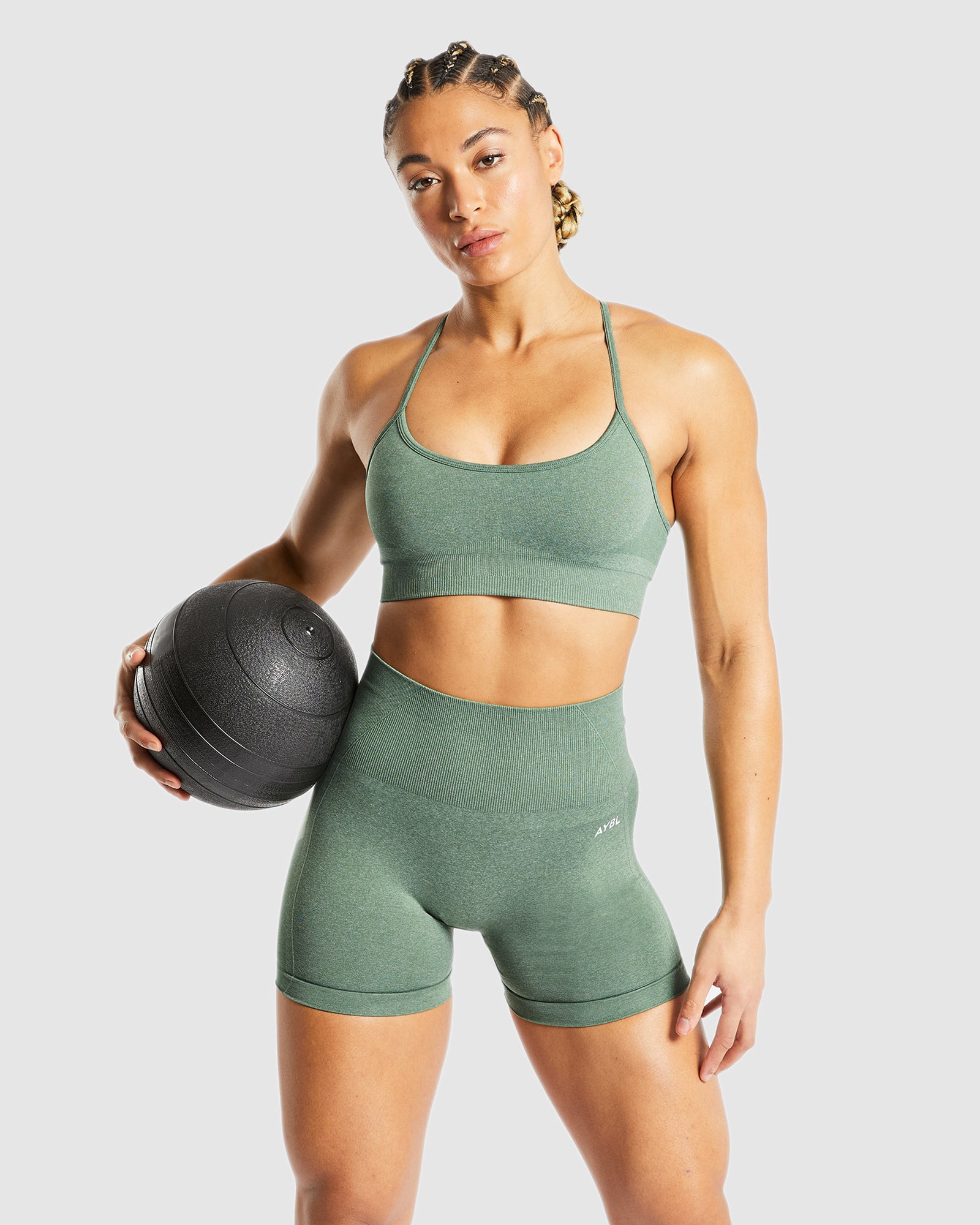 Empower Seamless Sports Bra - Olive Marl - aybldev
