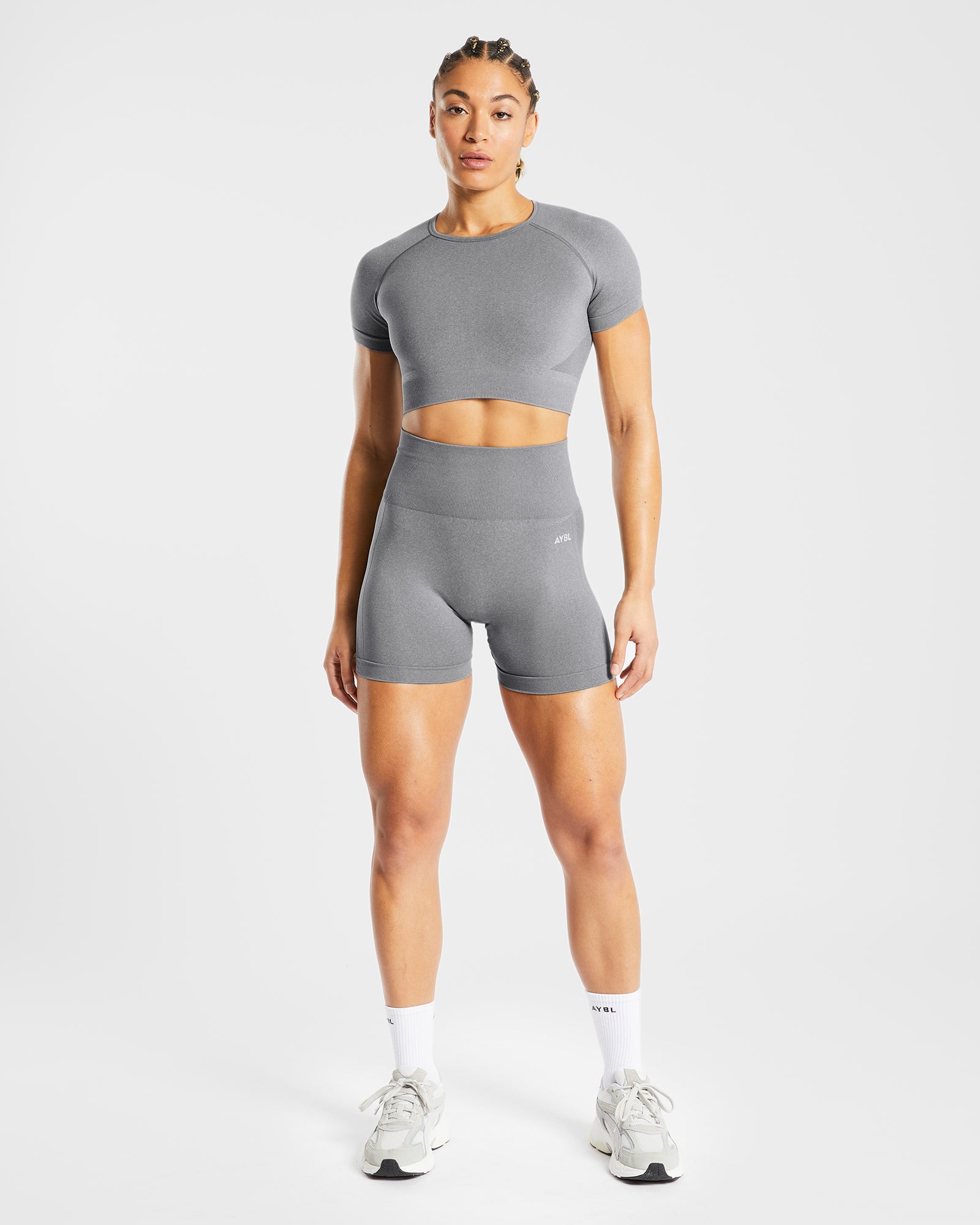 Empower Seamless Crop Top - Grey Marl - aybldev