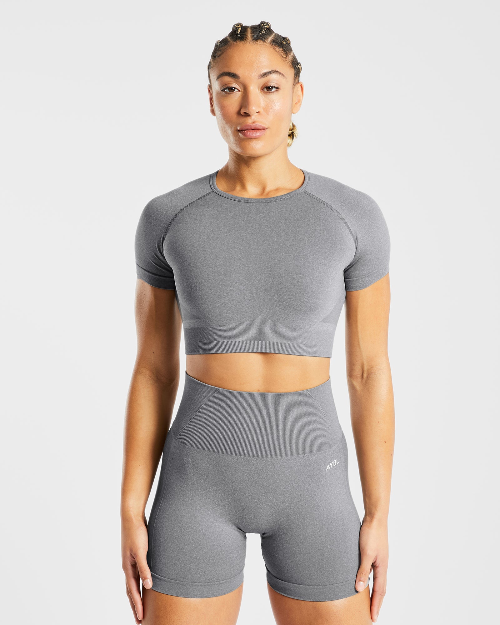 Empower Seamless Crop Top - Grey Marl - aybldev