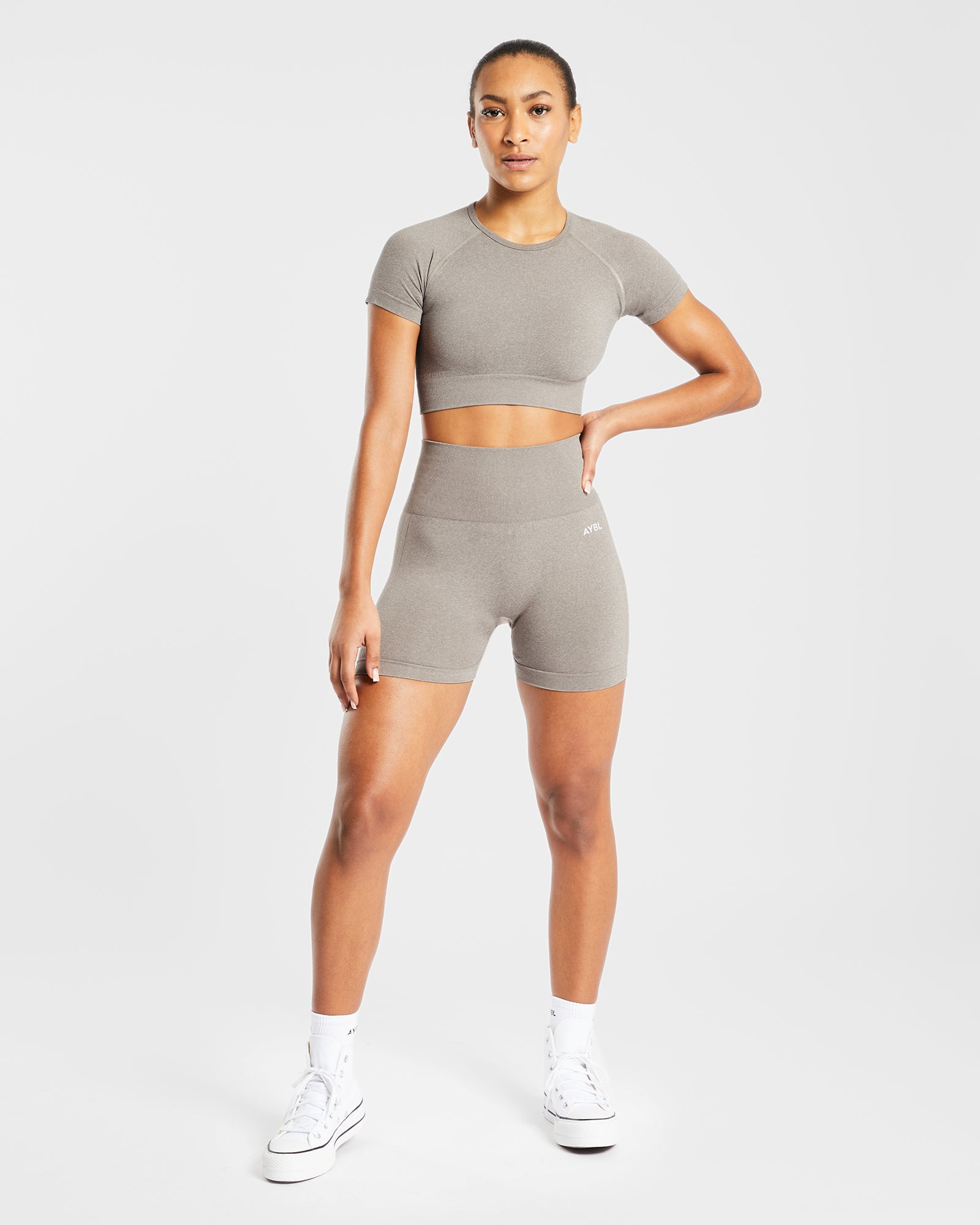 Empower Seamless Crop Top - Taupe Marl - aybldev