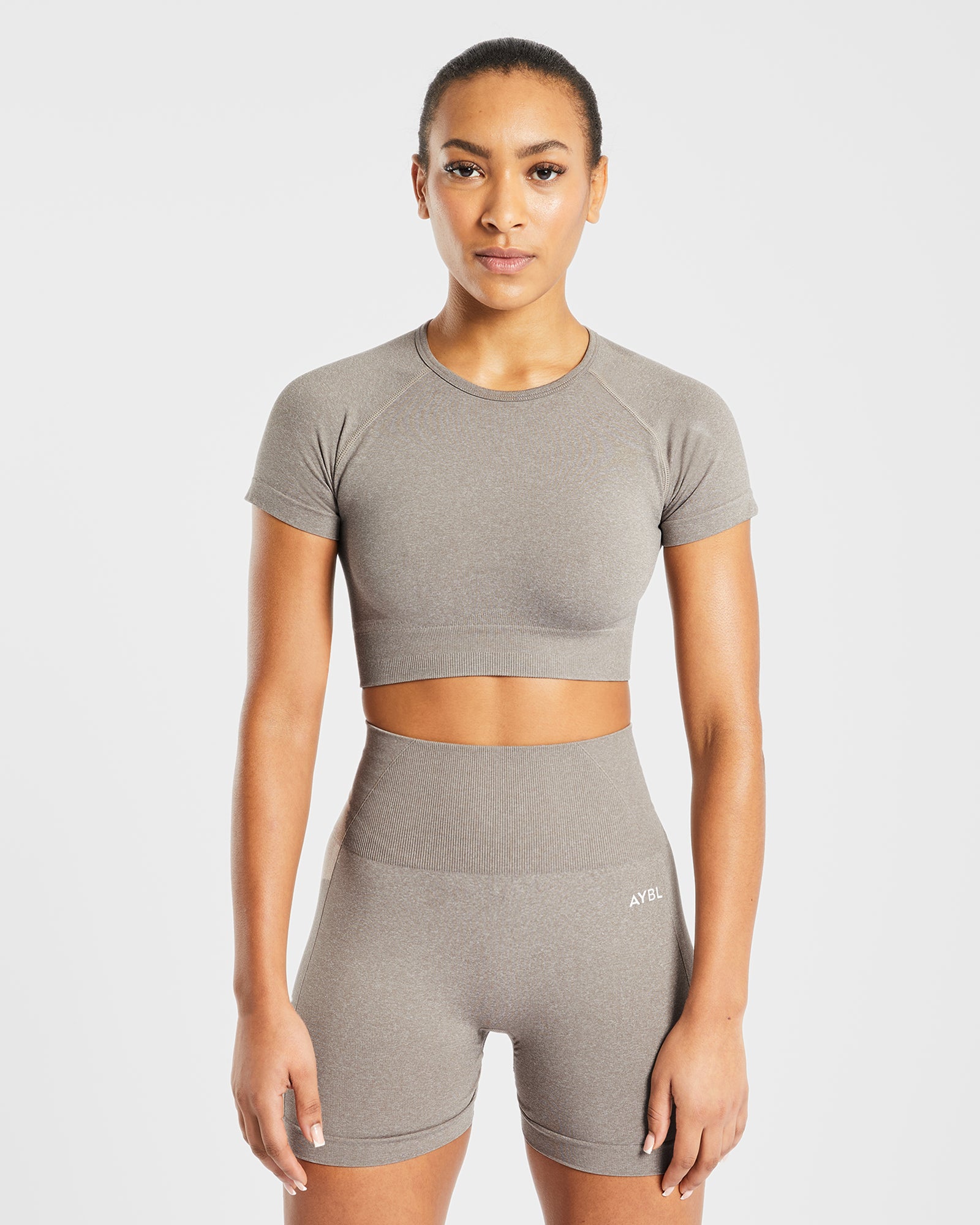 Empower Seamless Crop Top - Taupe Marl - aybldev