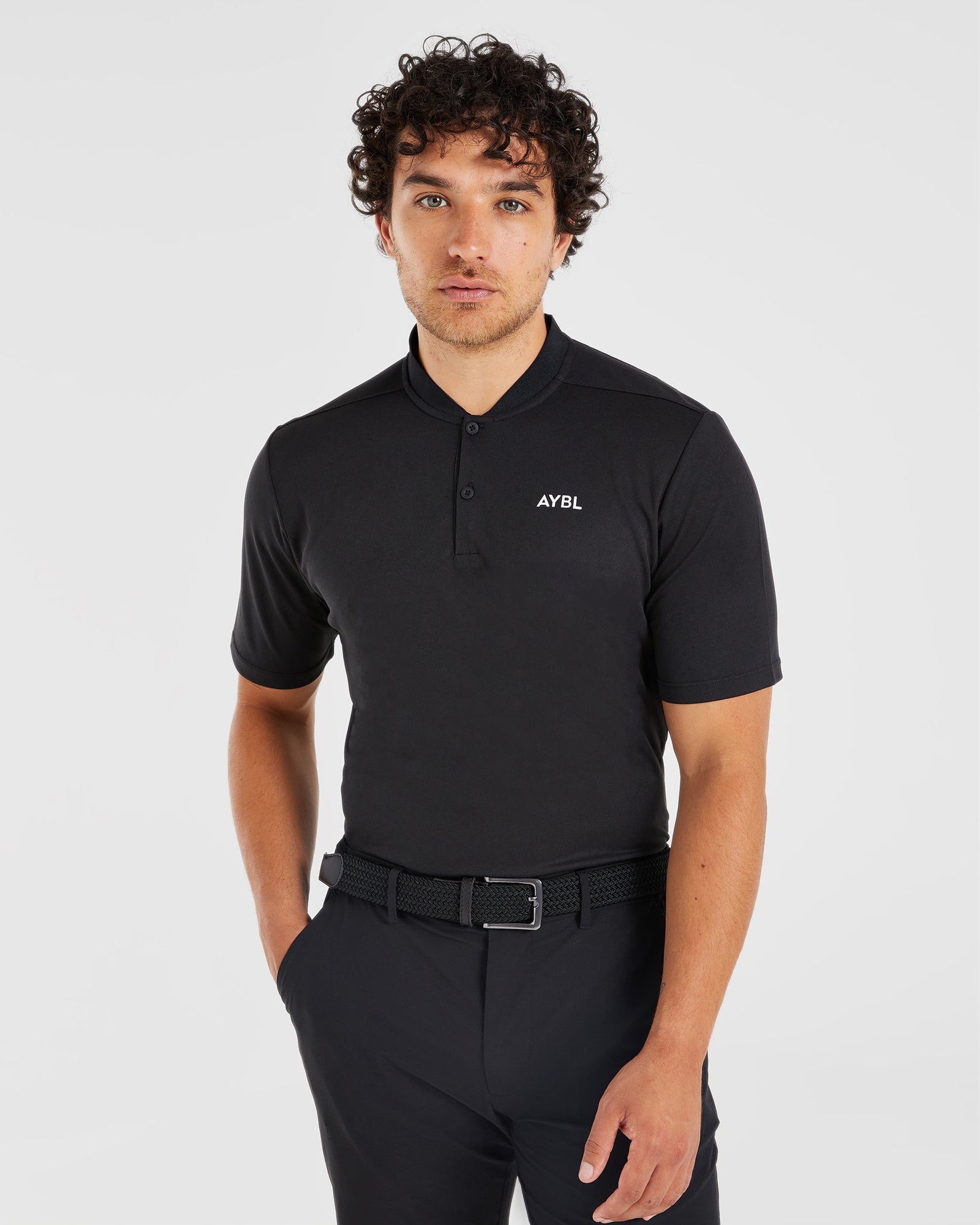 Performance Collarless Polo - Black