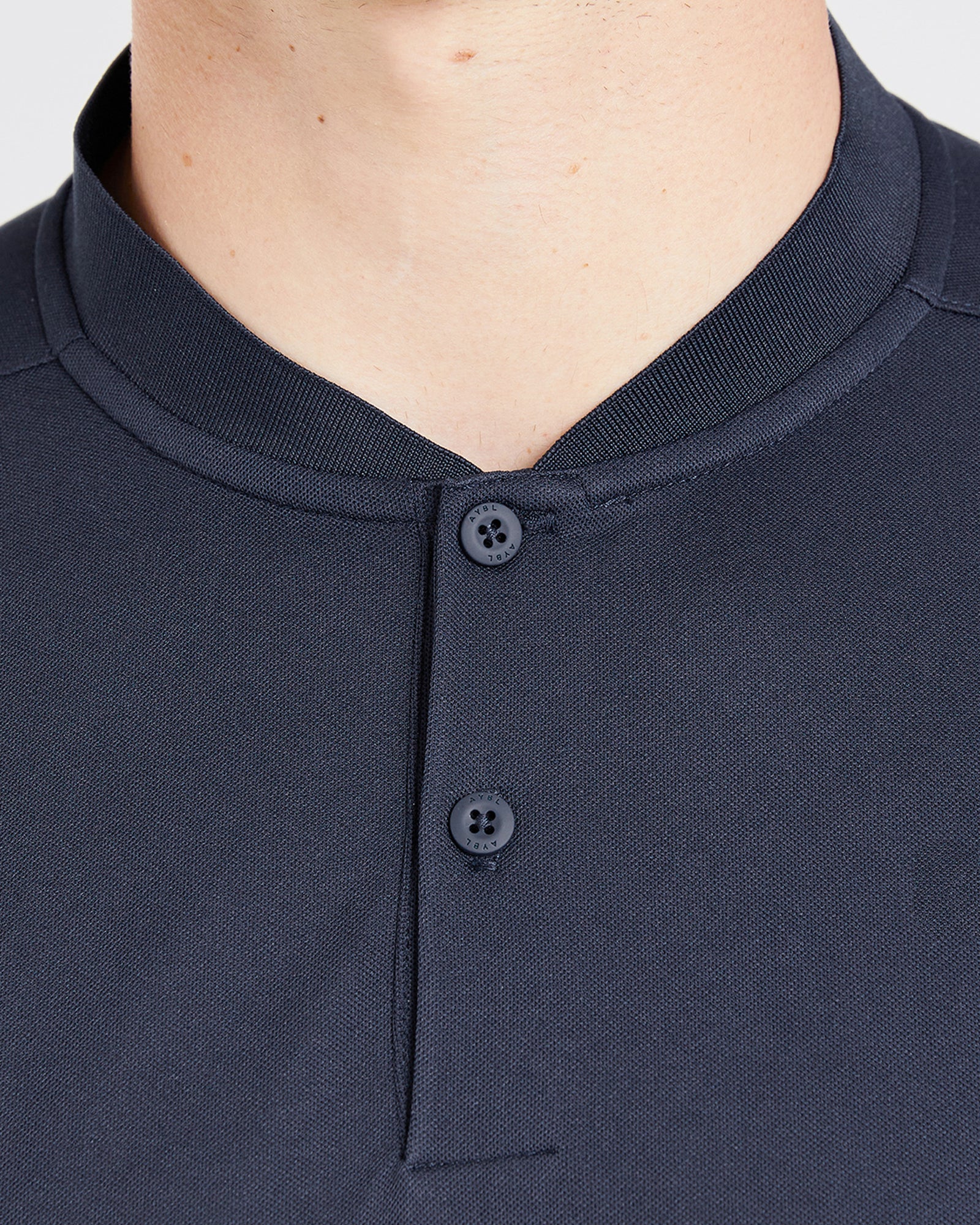 Performance Collarless Polo - Navy