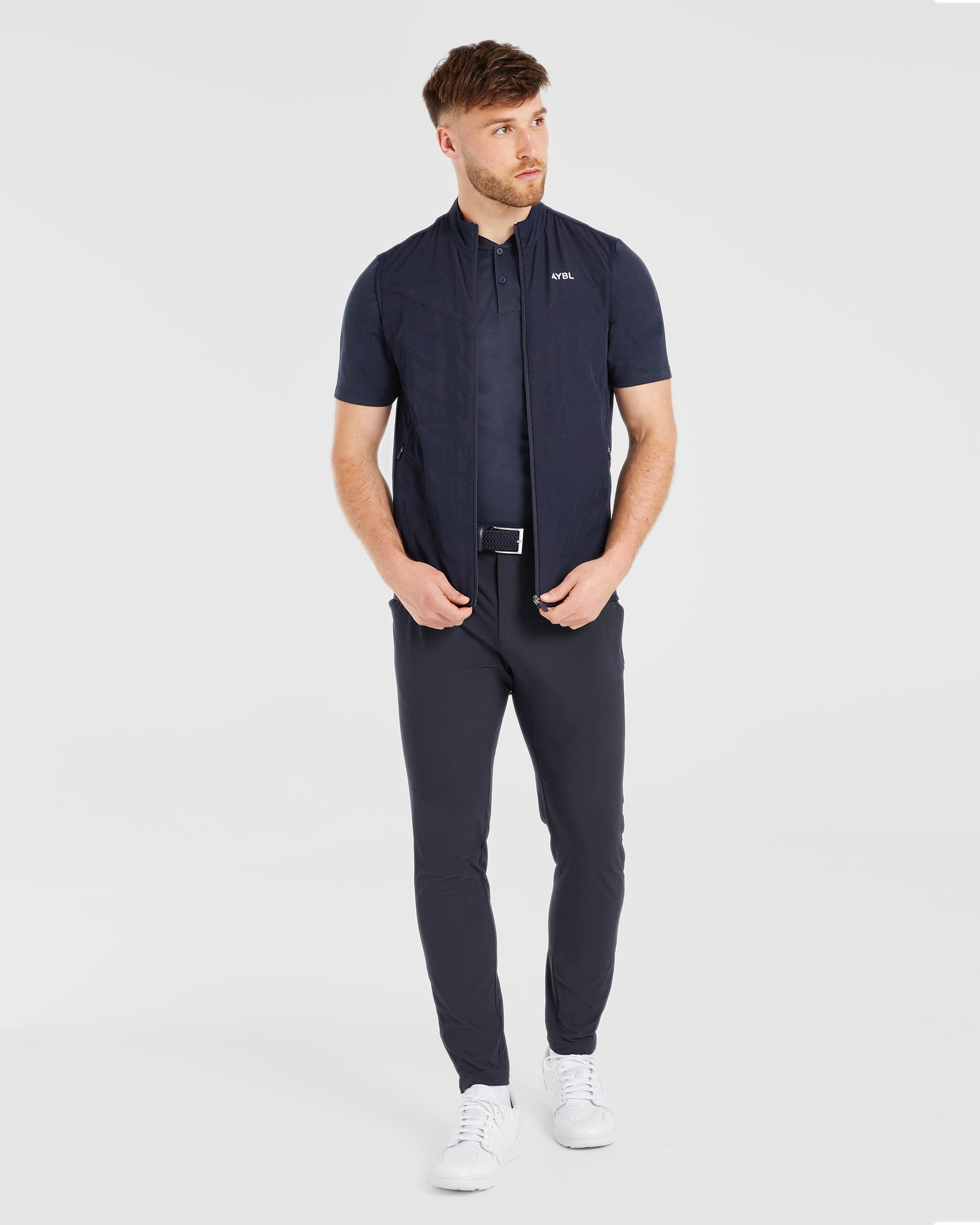 Performance Collarless Polo - Navy