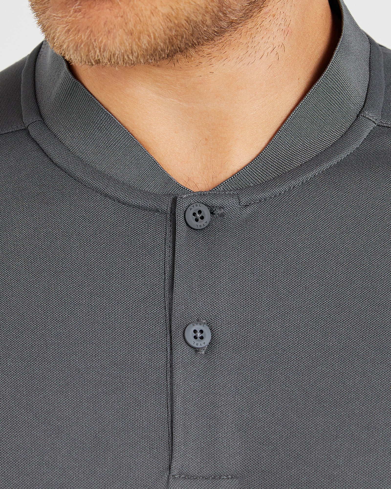 Performance Collarless Polo - Charcoal