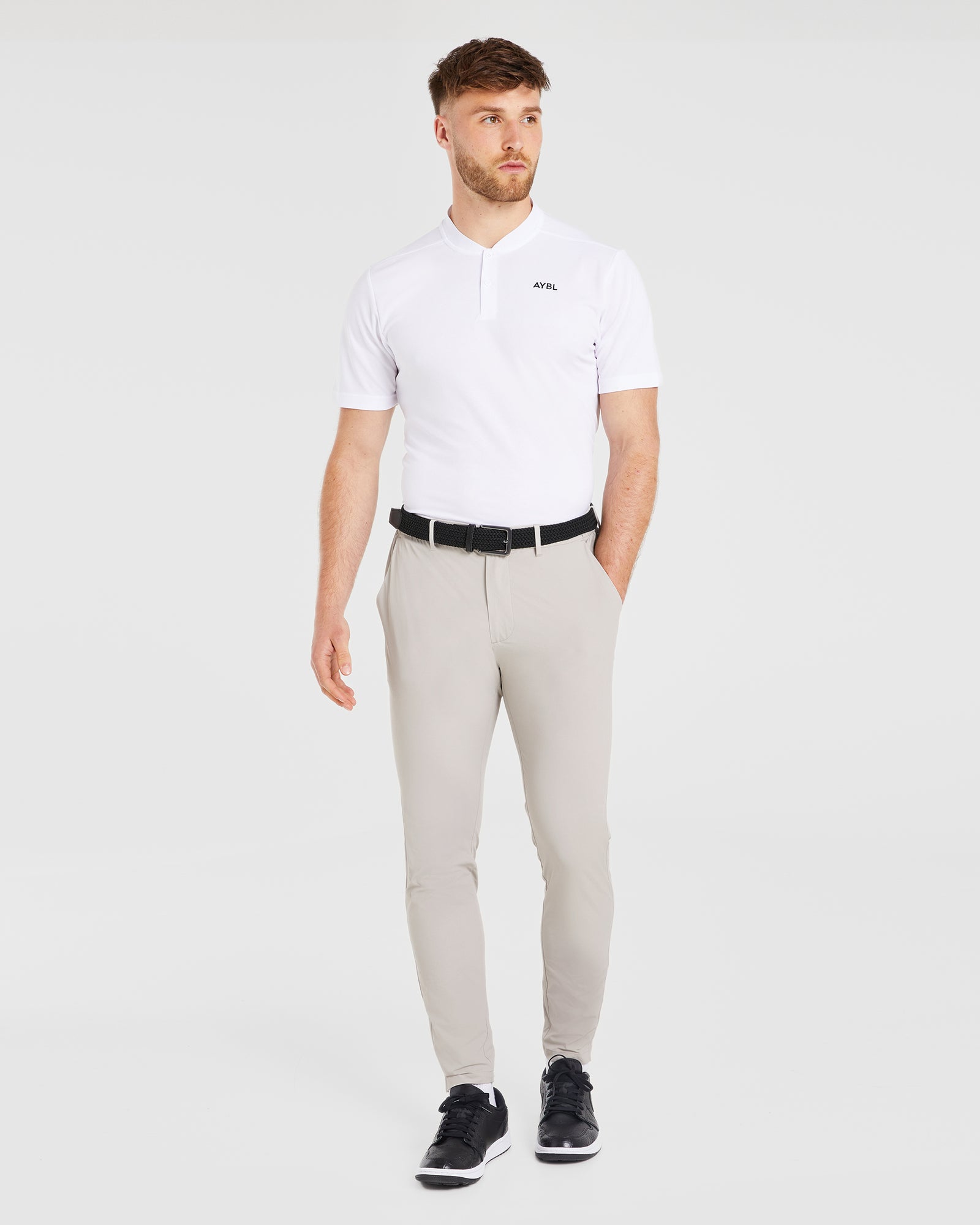 Performance Collarless Polo - White