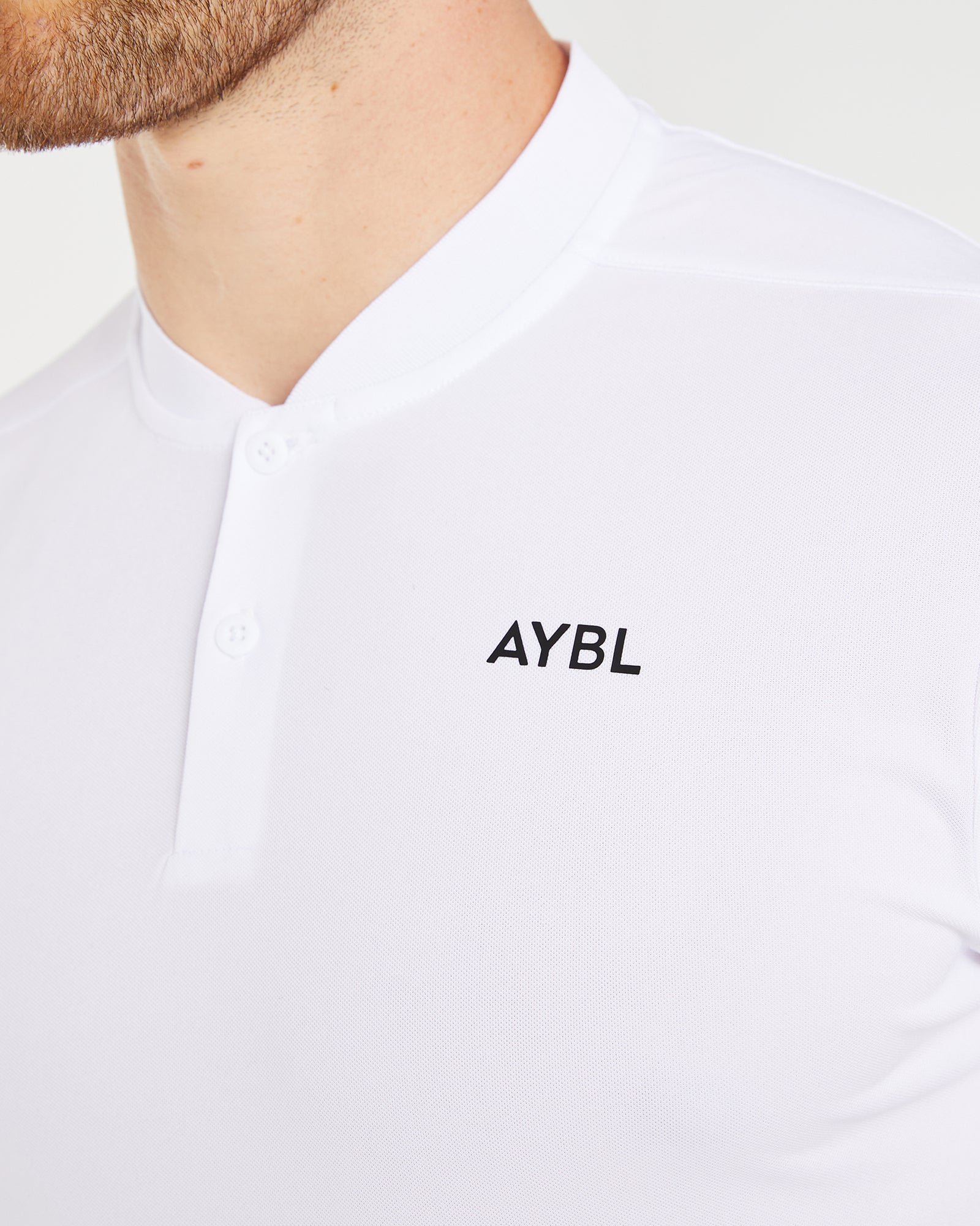 Performance Collarless Polo - White