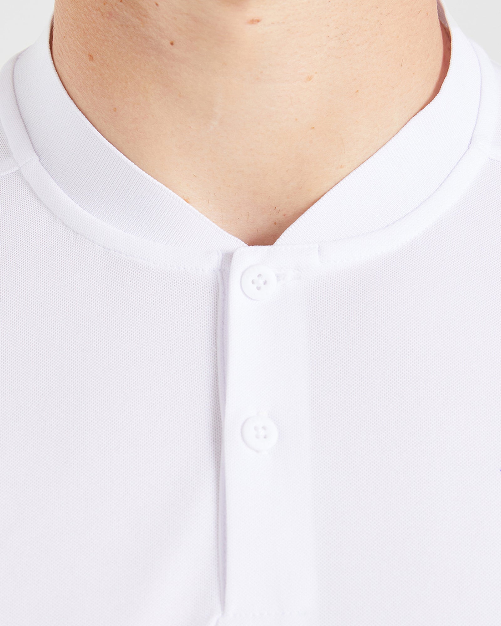Performance Collarless Polo - White
