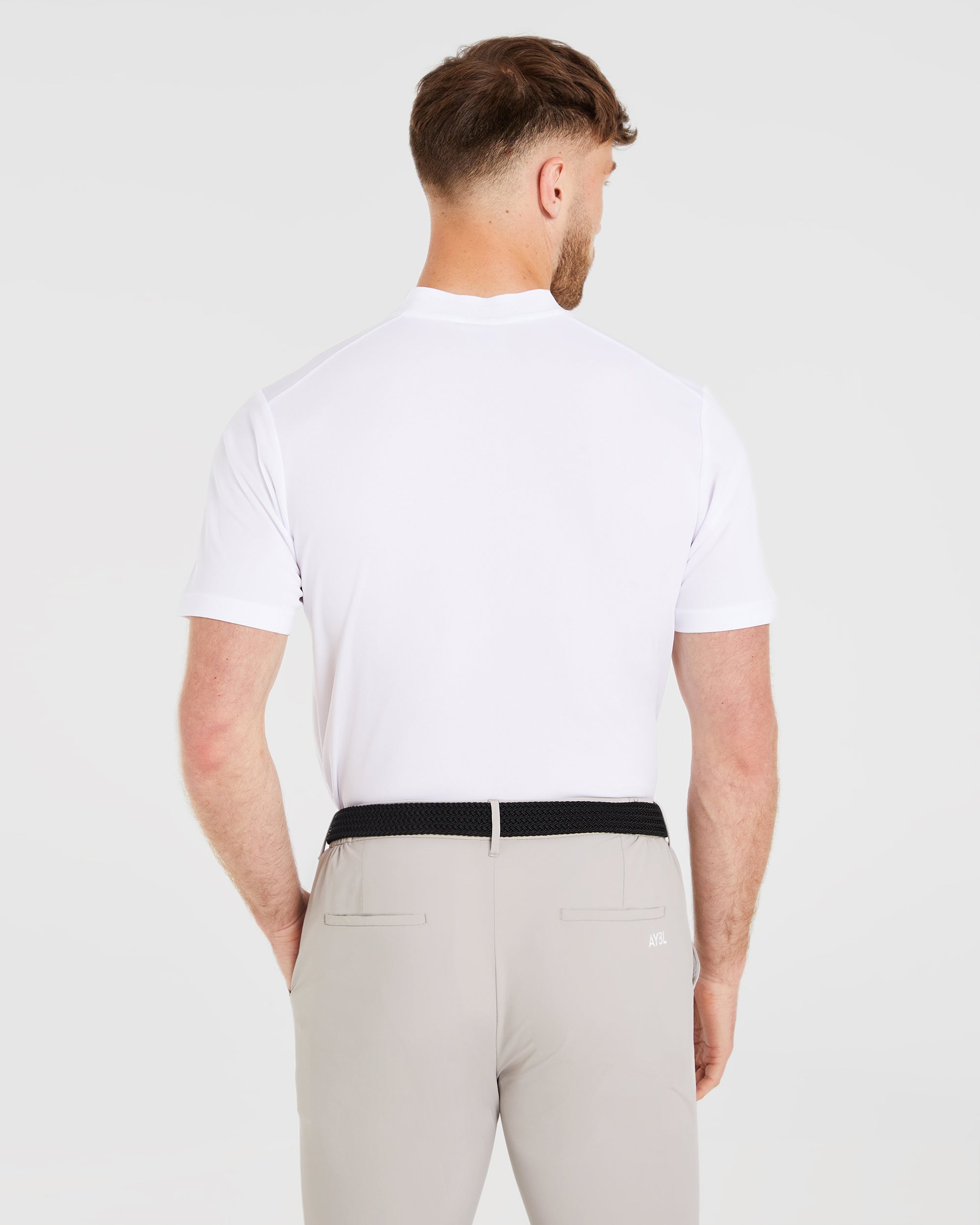 Performance Collarless Polo - White