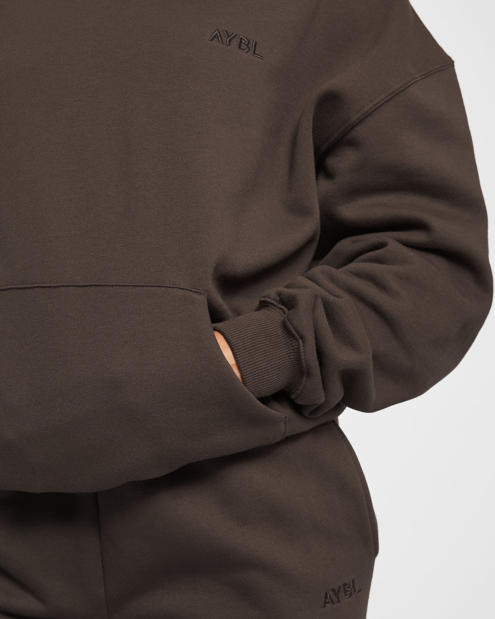 Premium übergroßer Kapuzenpullover – Kaffeebraun