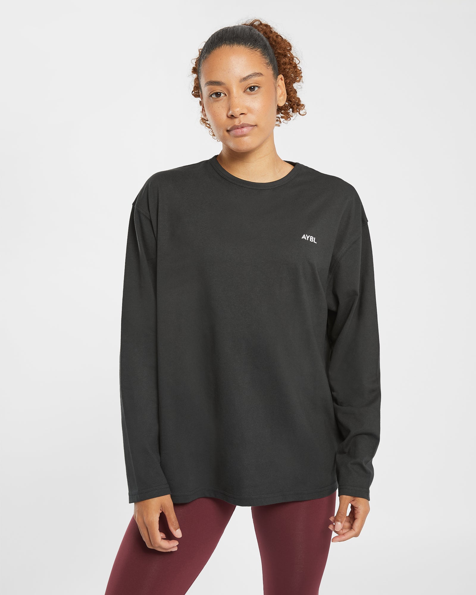 Essential Oversized Long Sleeve T Shirt - Black