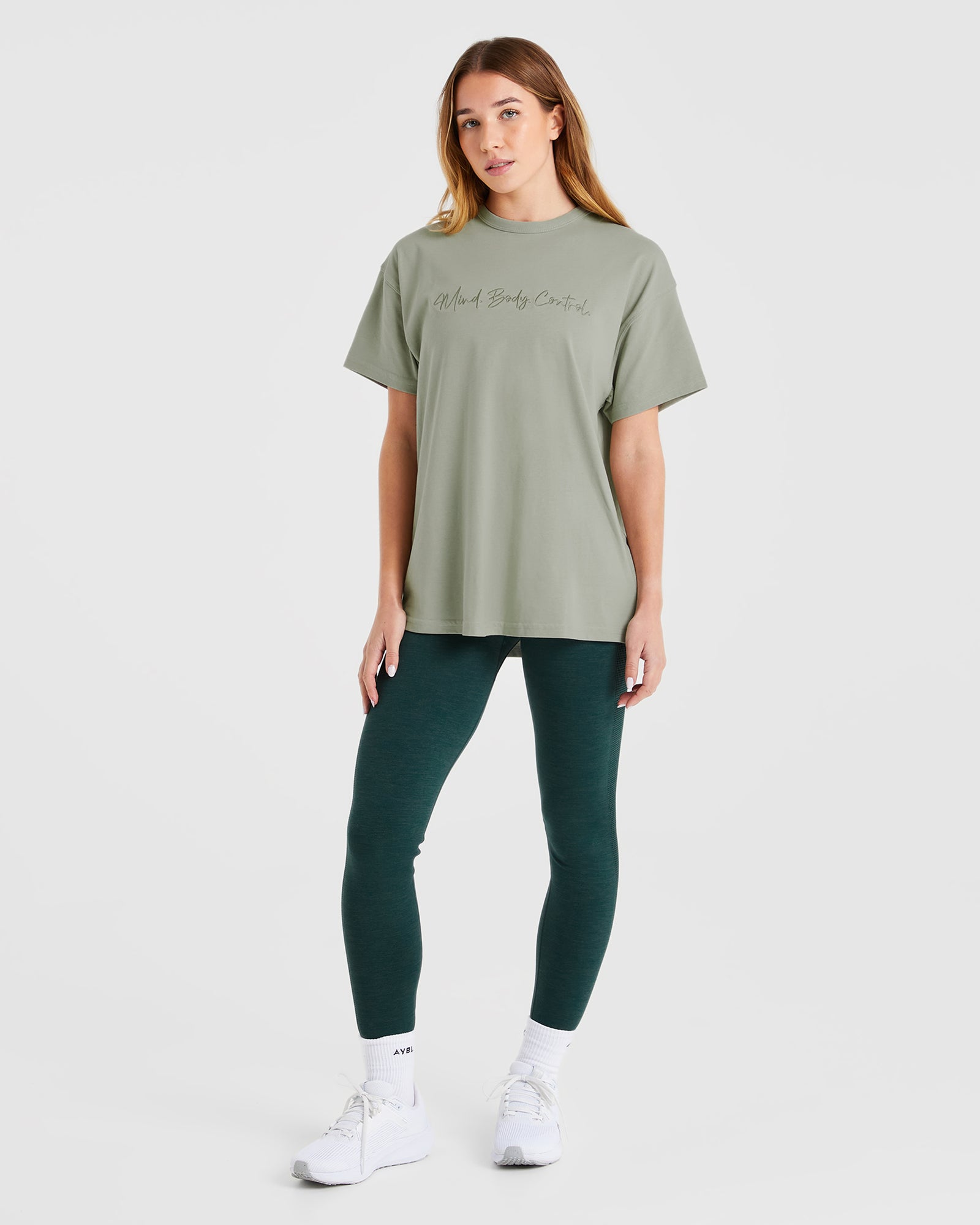 Mind Body Control Oversized T Shirt - Olive