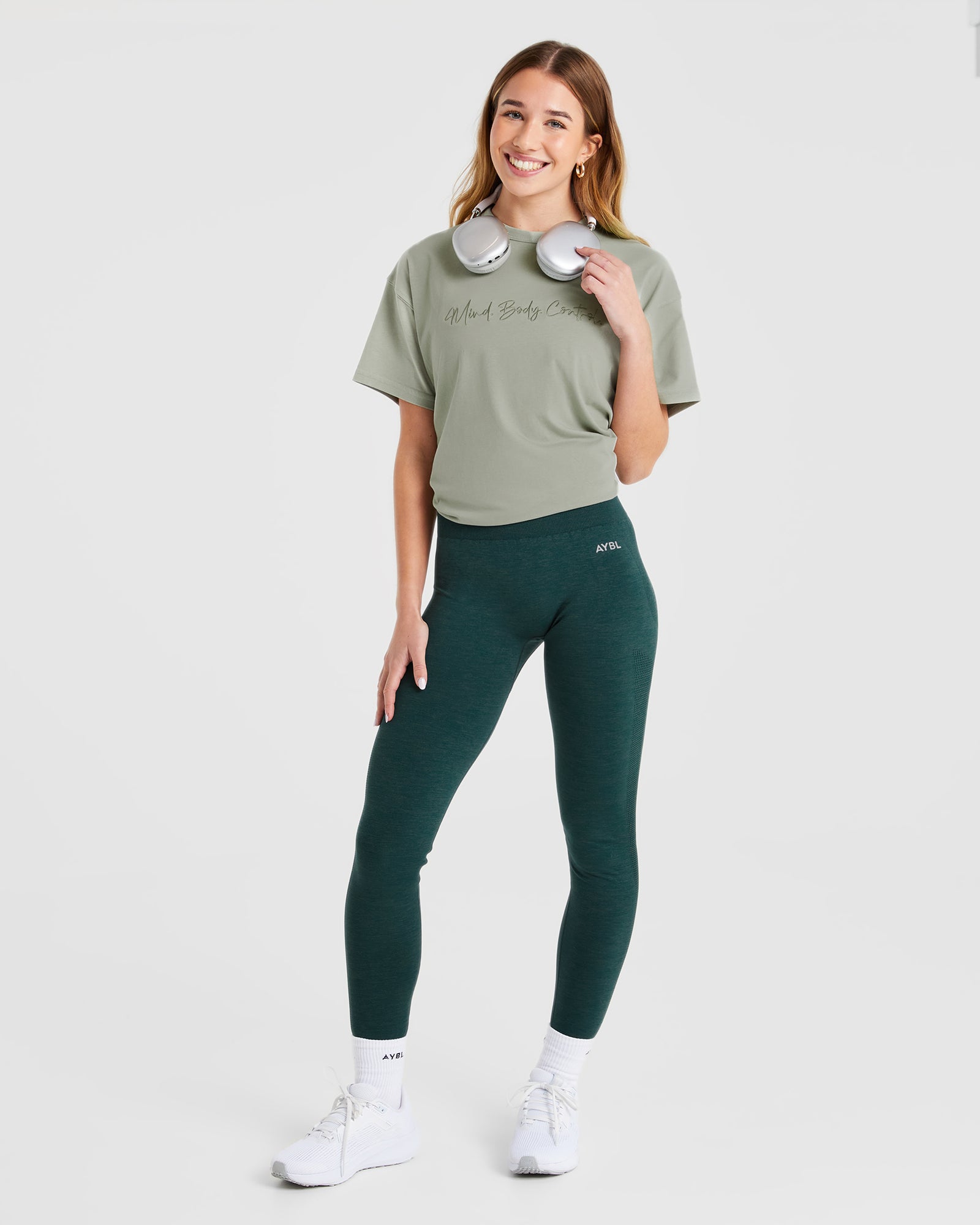 Mind Body Control Oversized T Shirt - Olive