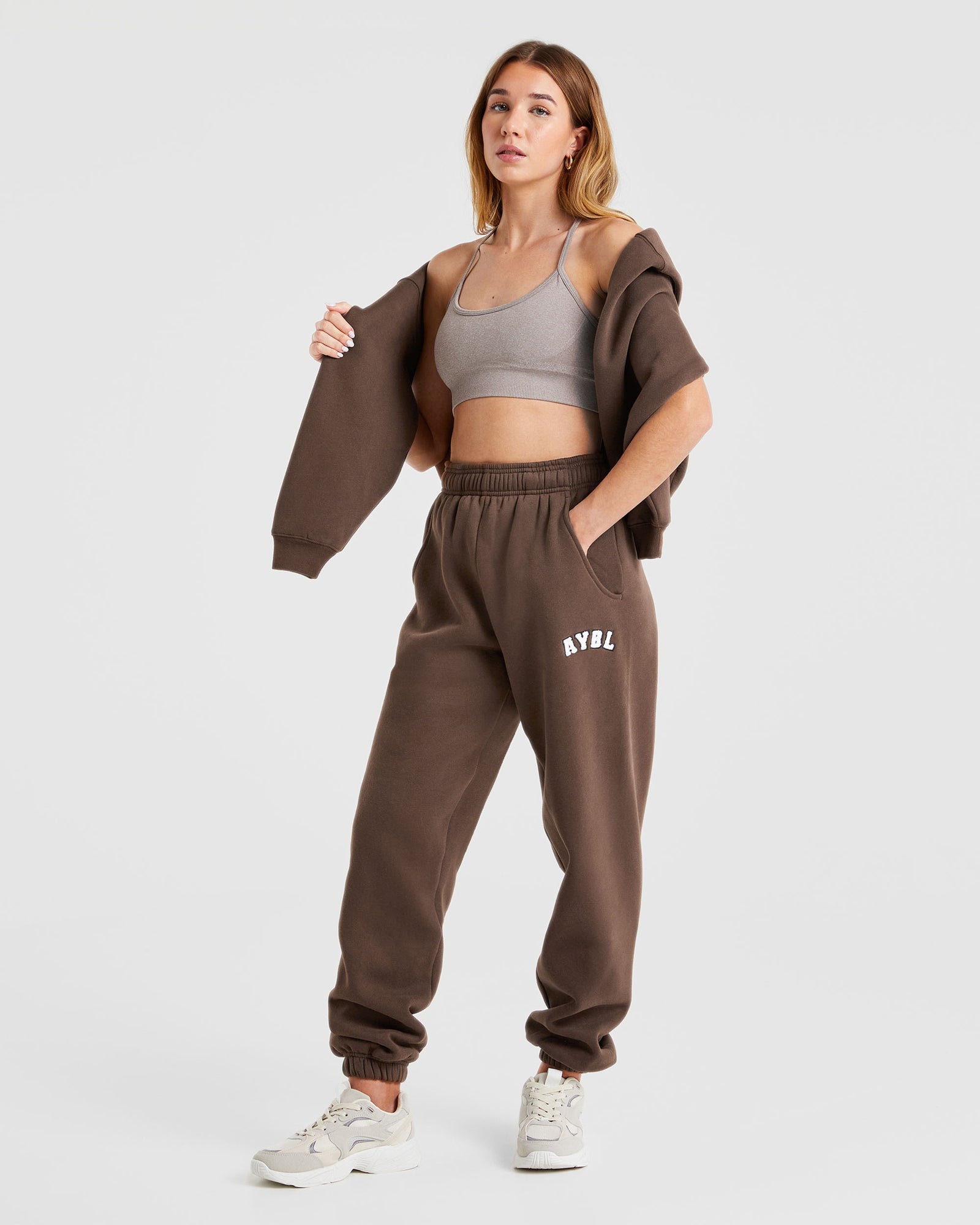 Varsity Oversized Joggers - Brown