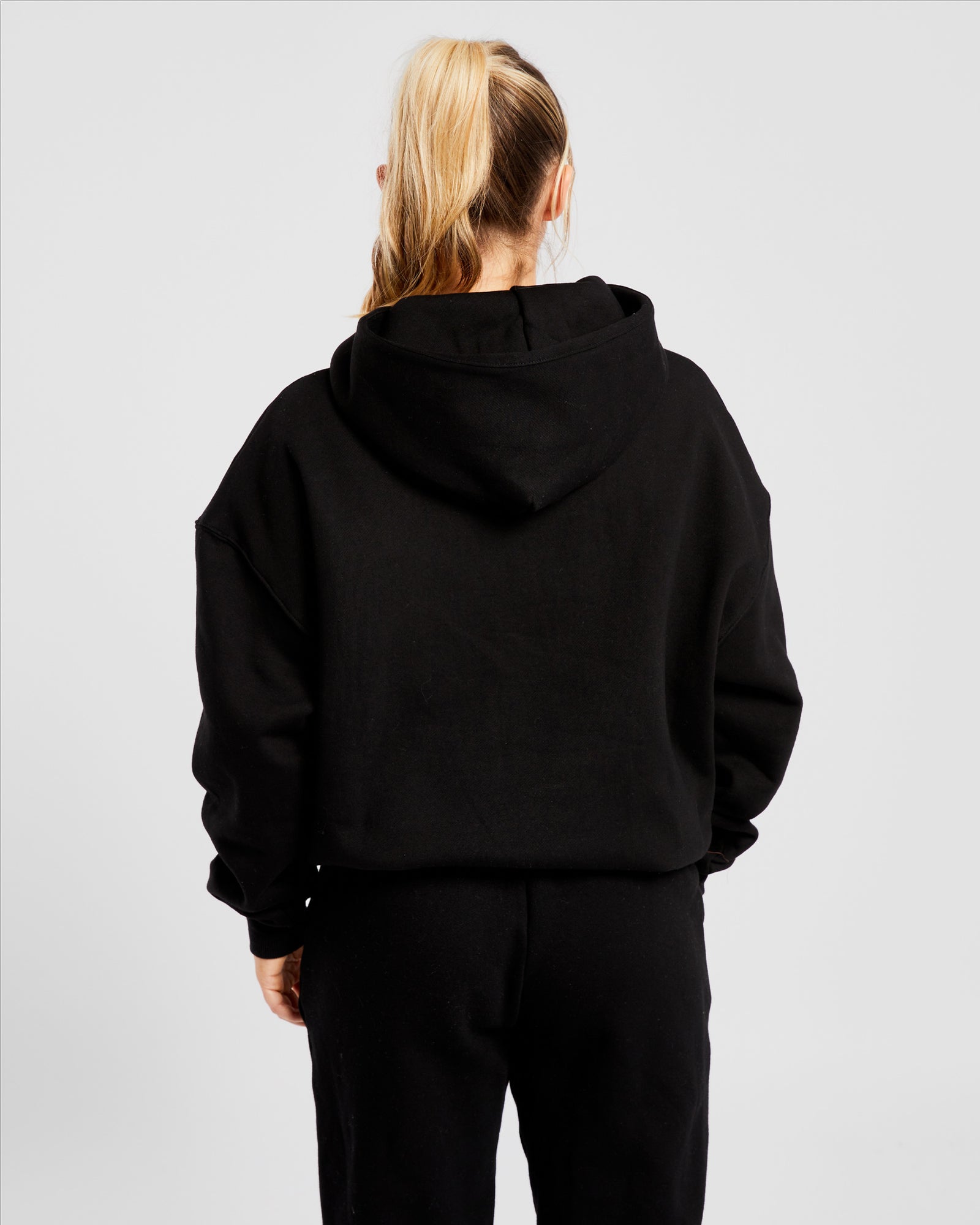 Premium-Kapuzenpullover in Übergröße – Schwarz