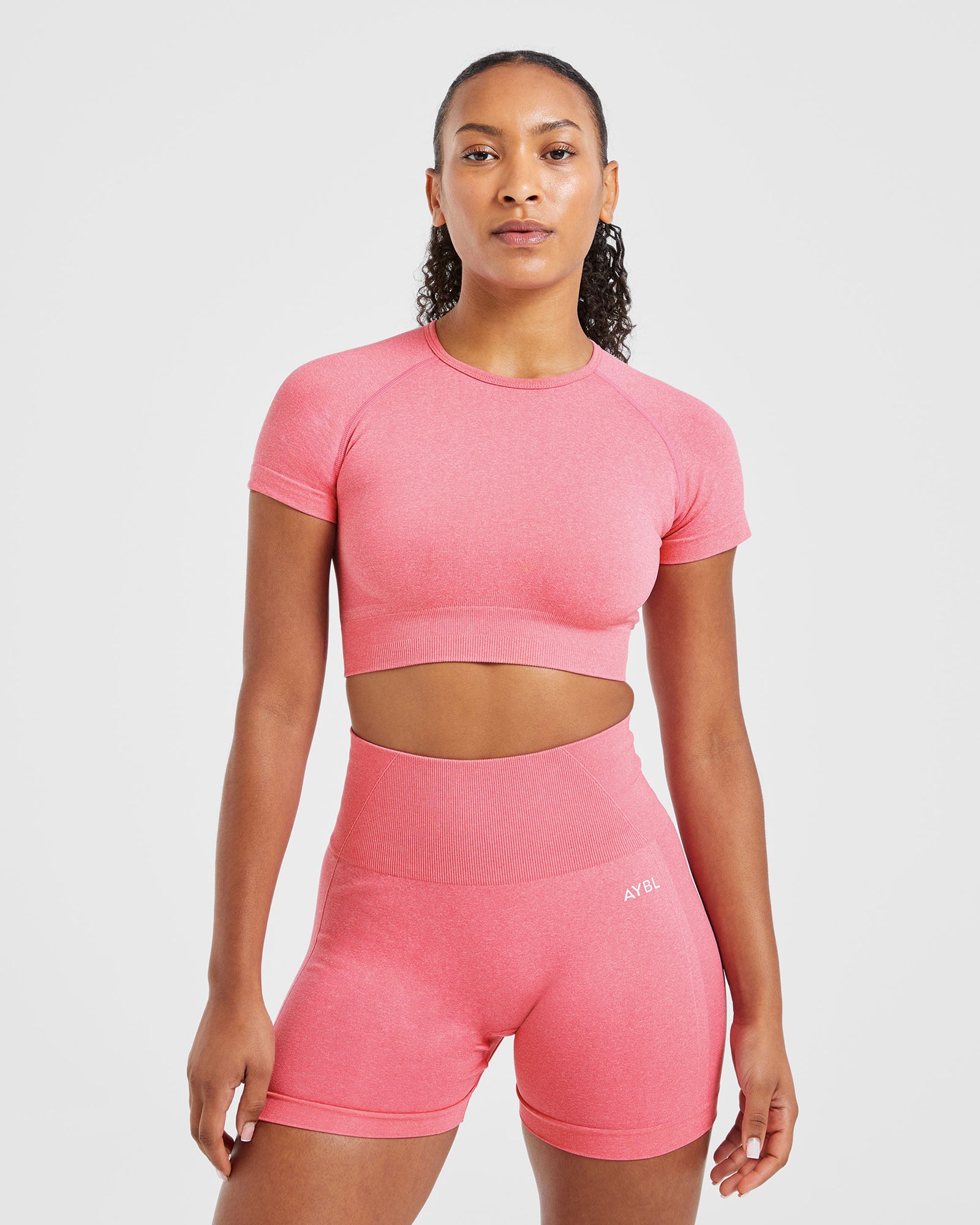 Empower Seamless Crop Top - Pink Marl - aybldev