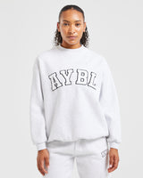 Sweat-shirt Varsity surdimensionné - Gris chiné