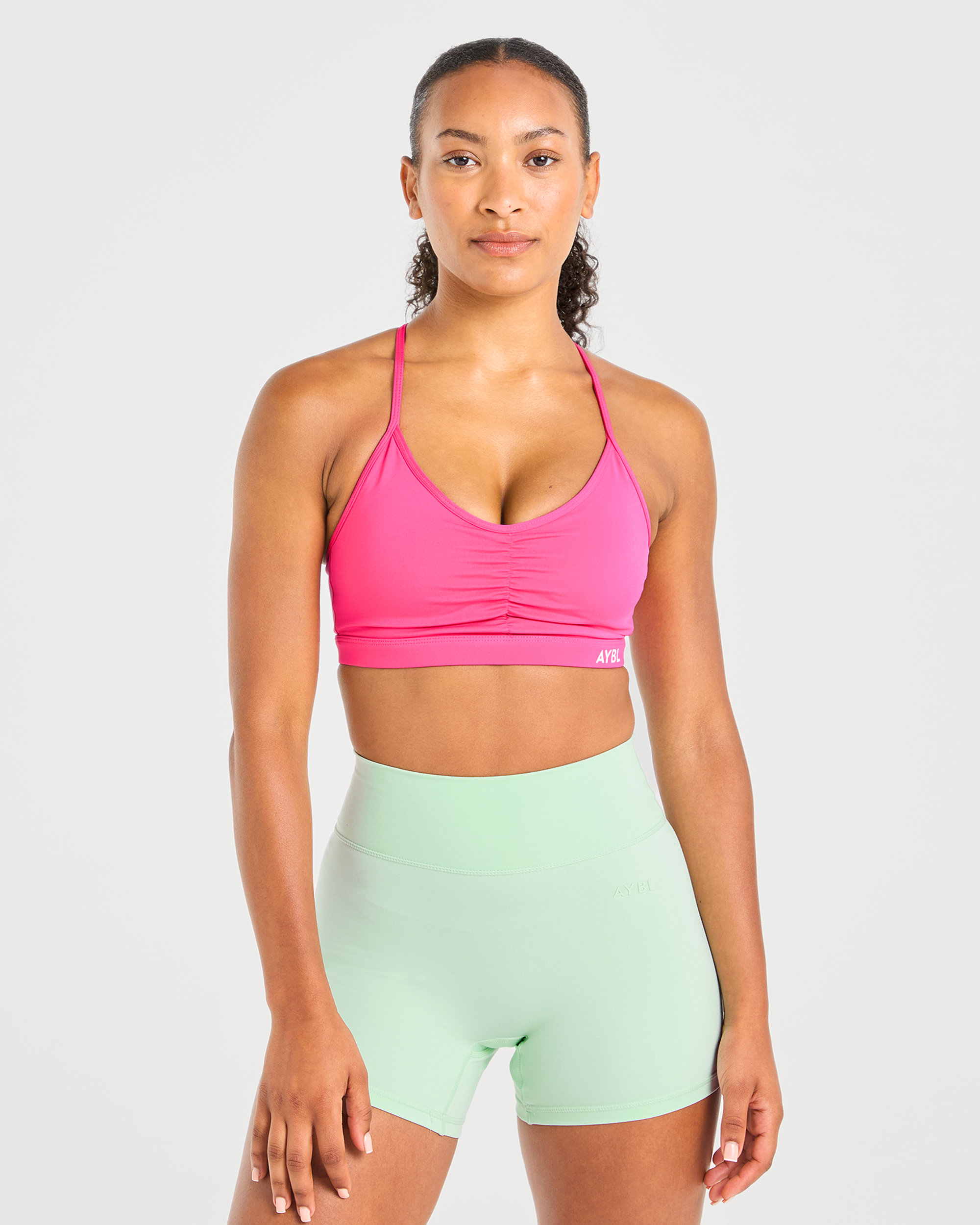 Essential Ruched Sports Bra - Hot Pink