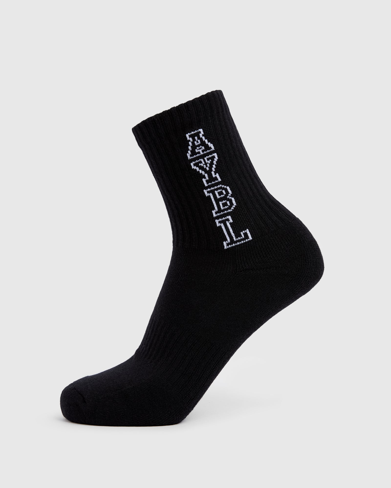 Varsity Vertical Crew Socks - Black - aybldev