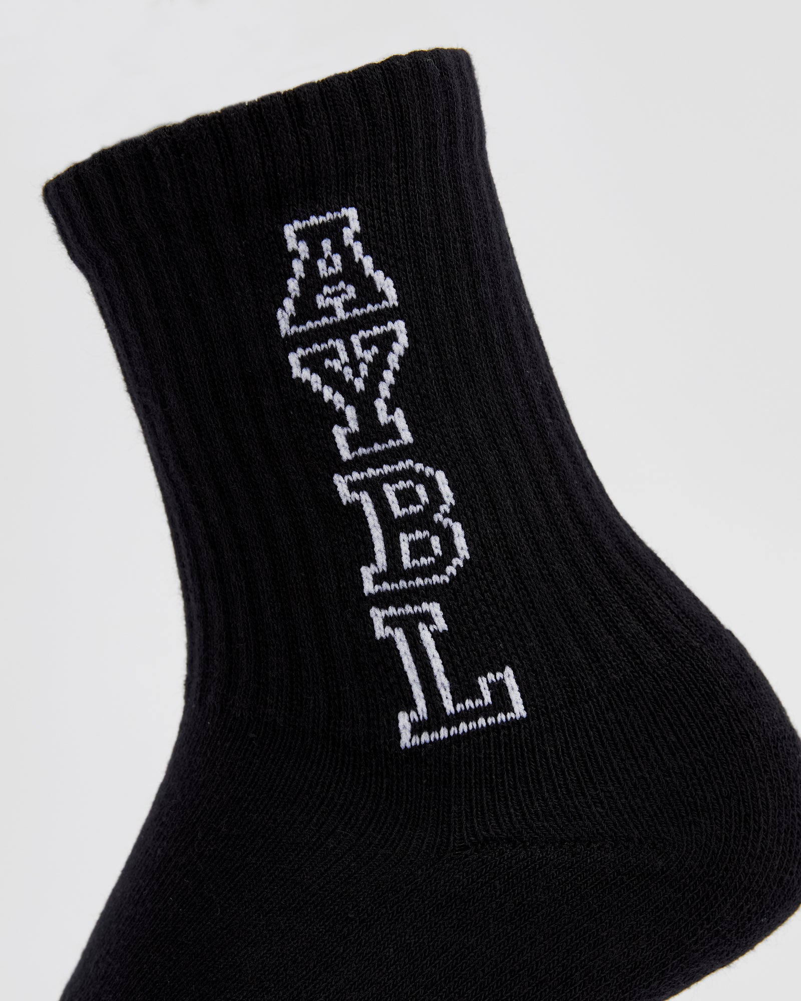 Varsity Vertical Crew Socks - Black - aybldev