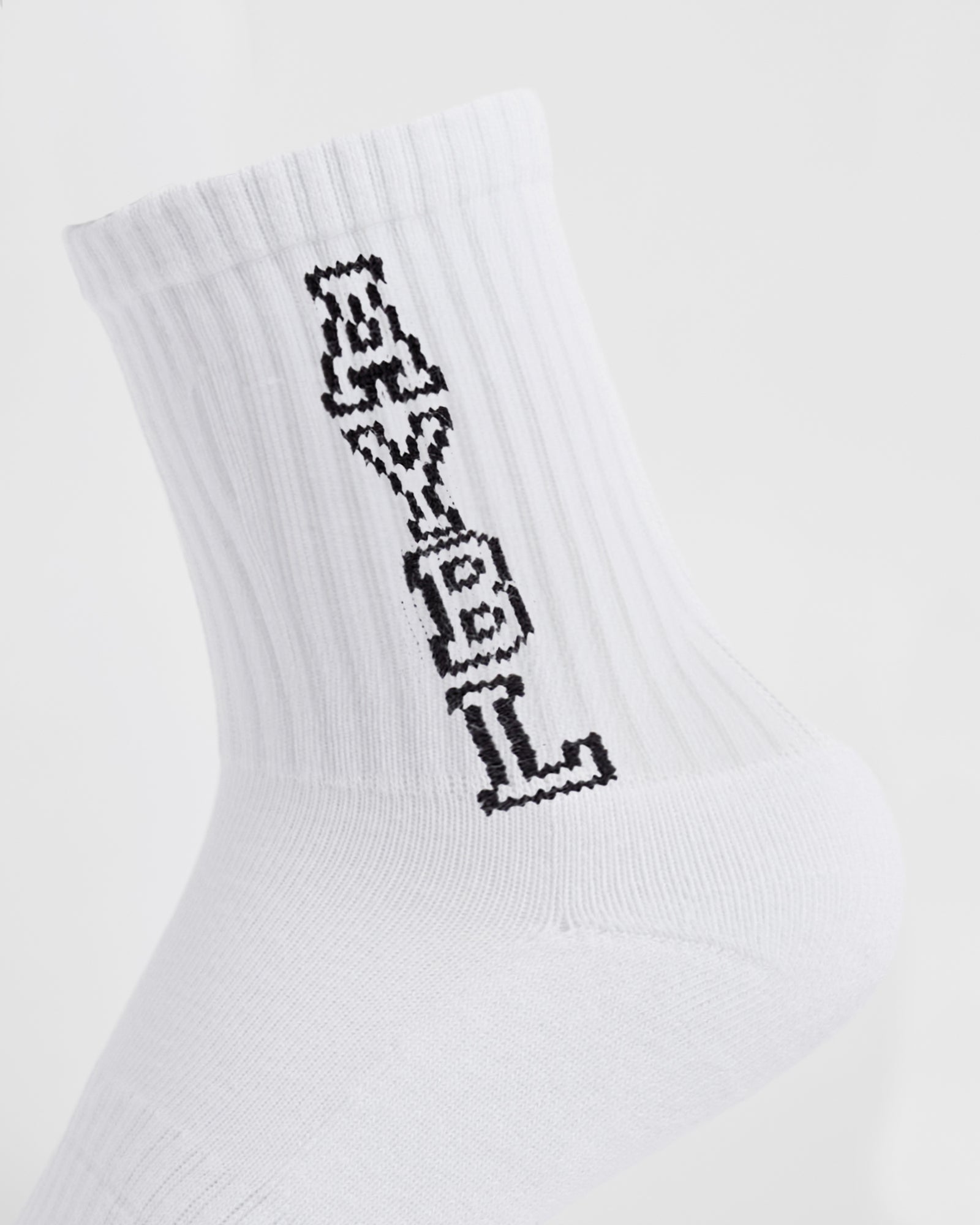 Varsity Vertical Crew Socks - White - aybldev