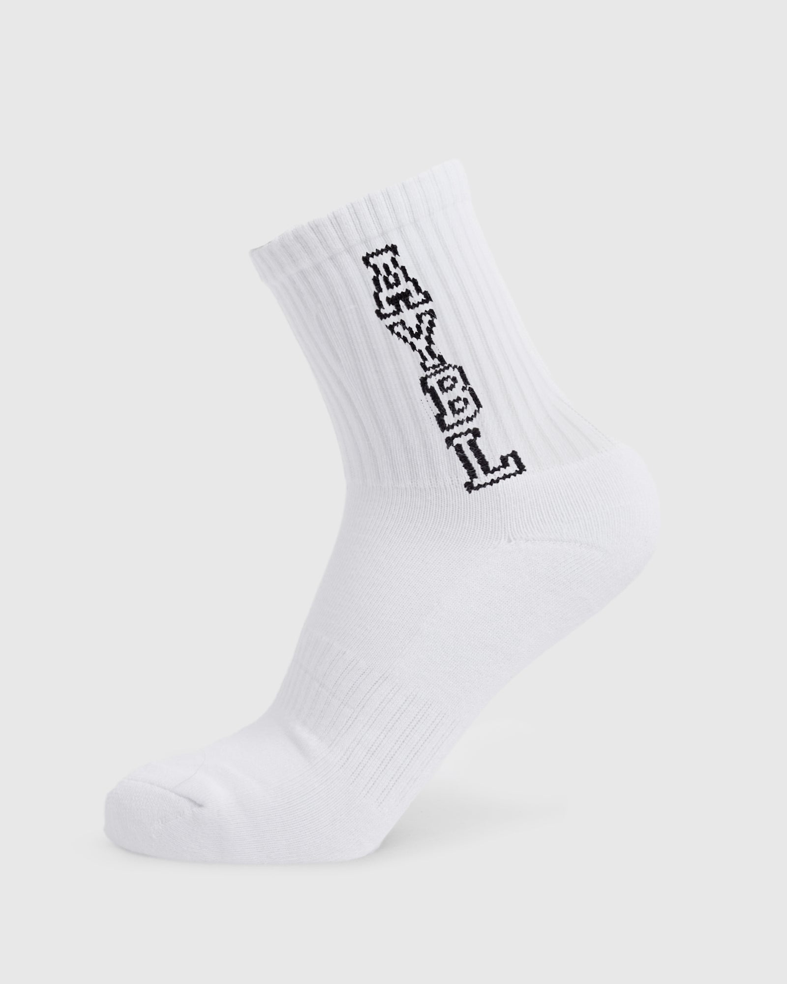 Varsity Vertical Crew Socks - White - aybldev
