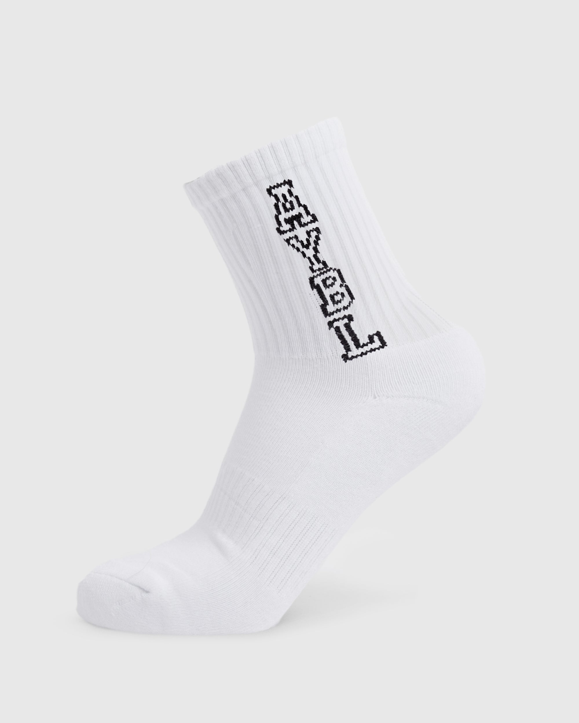 Varsity Vertical Crew Socks - White - aybldev