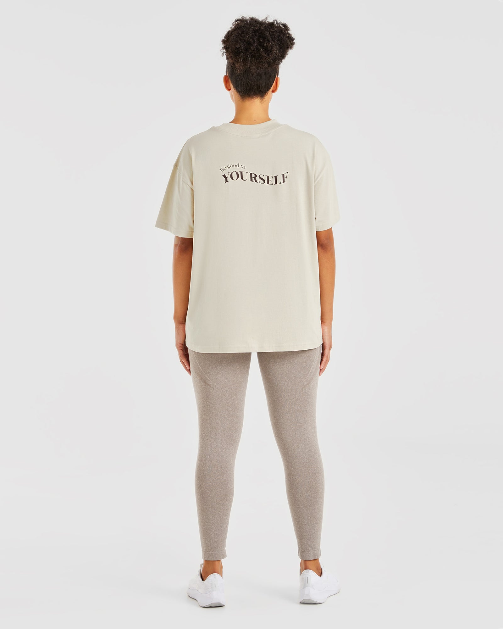 Be Good To Yourself Oversized T Shirt - Beige/Brown