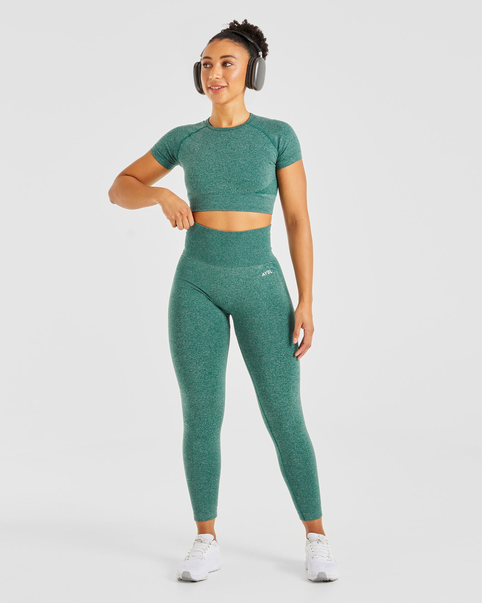 Empower Seamless Crop Top - Forest Green Marl - aybldev