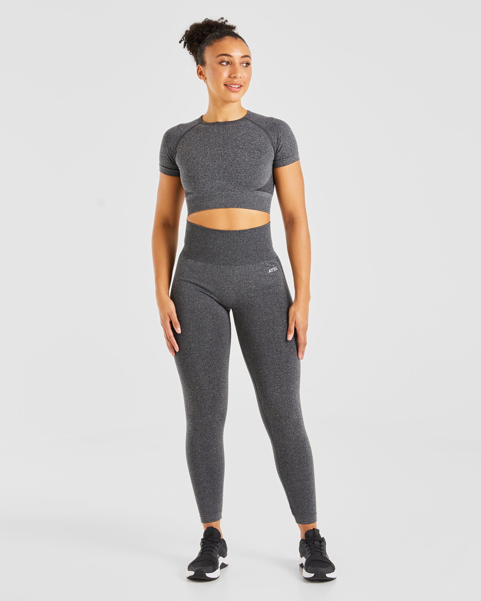 Empower Seamless Crop Top - Black Marl - aybldev