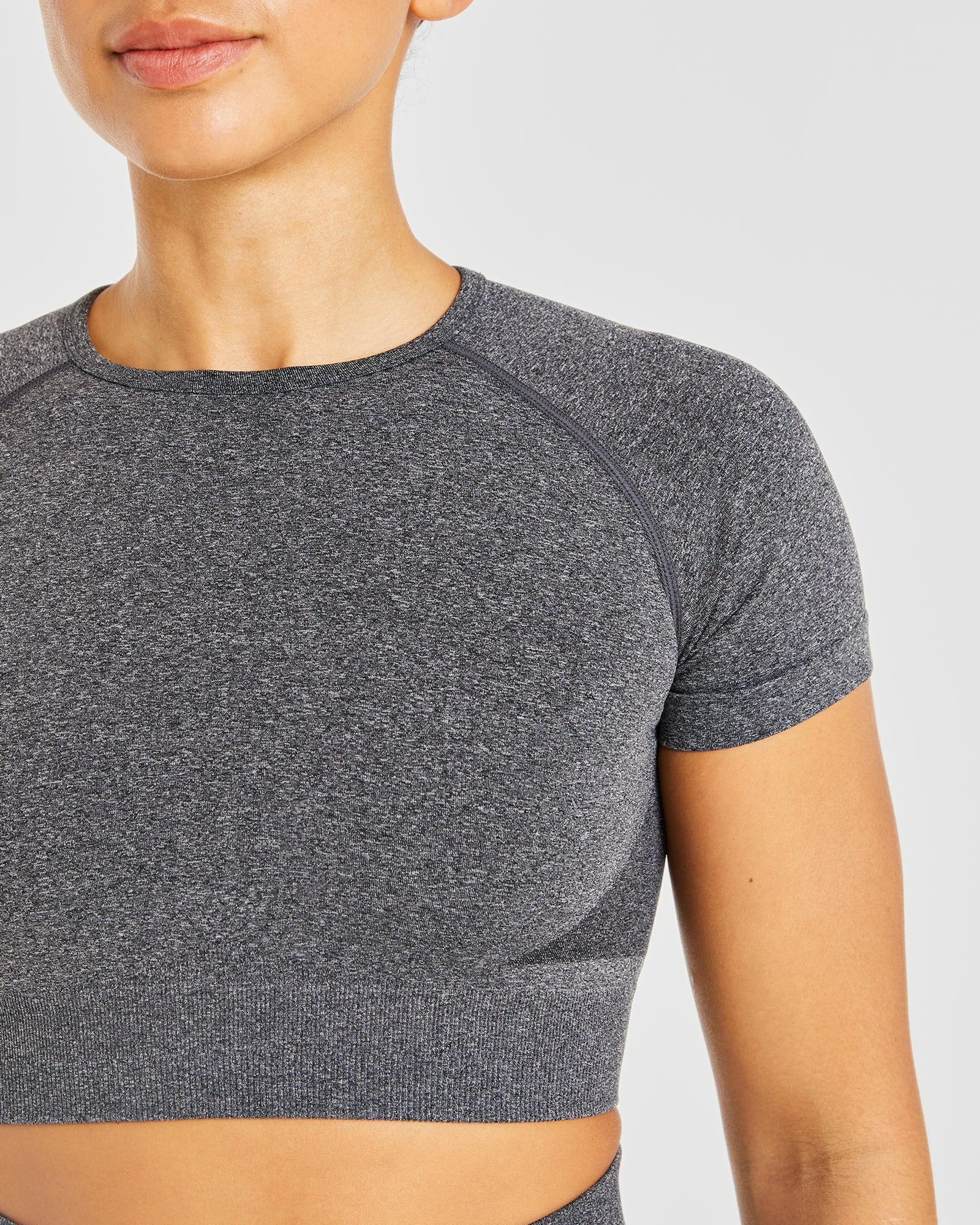 Empower Seamless Crop Top - Black Marl - aybldev