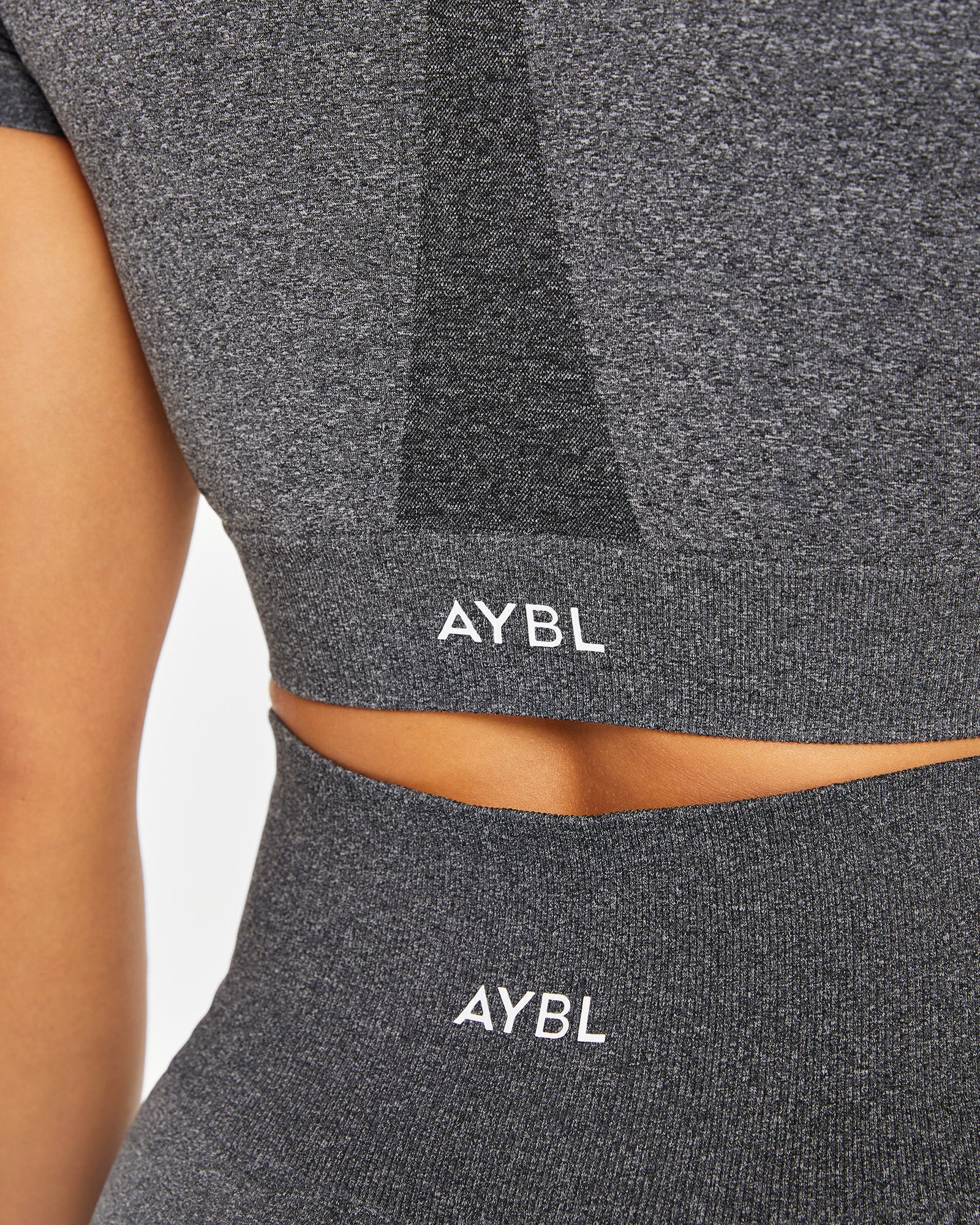 Empower Seamless Crop Top - Black Marl - aybldev