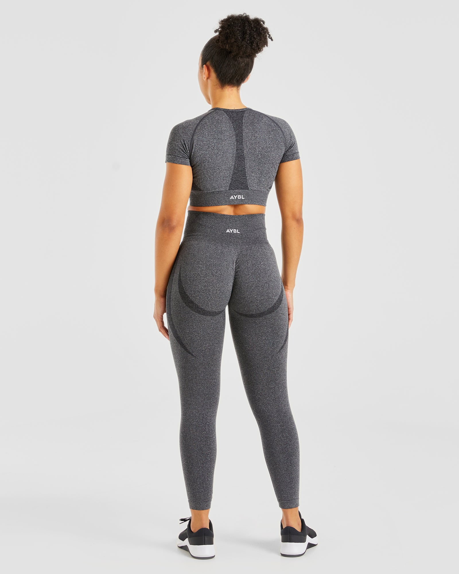 Empower Seamless Crop Top - Black Marl - aybldev
